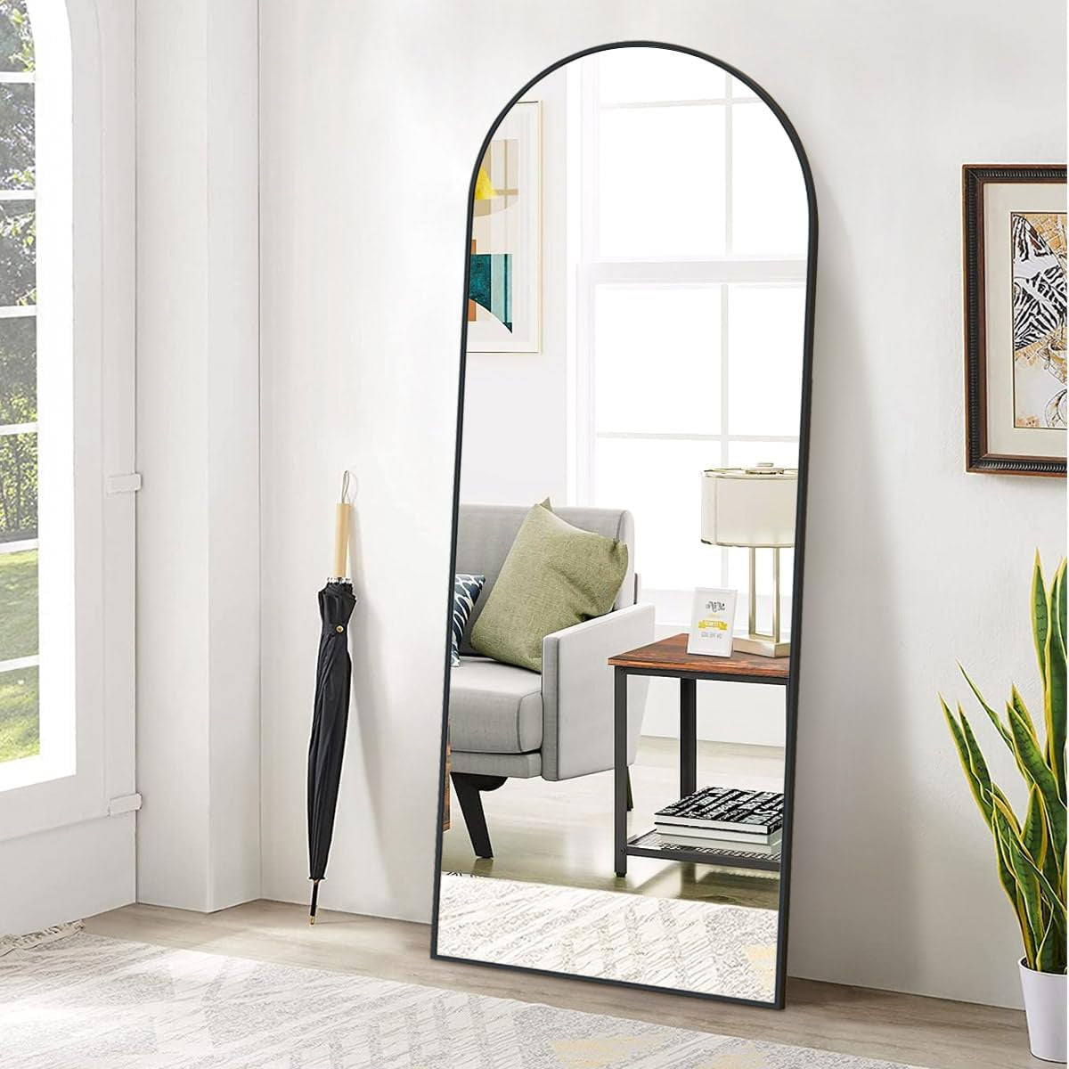 65"X24" Full Length Mirror with Stand, Black