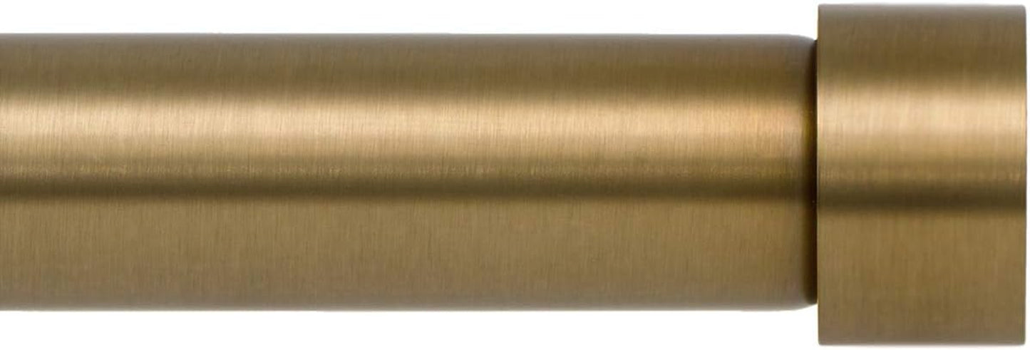 Drapery Window Curtain Rod - End Cap Style Design 1 Inch Pole. 28 to 48 Inch Color Warm Gold
