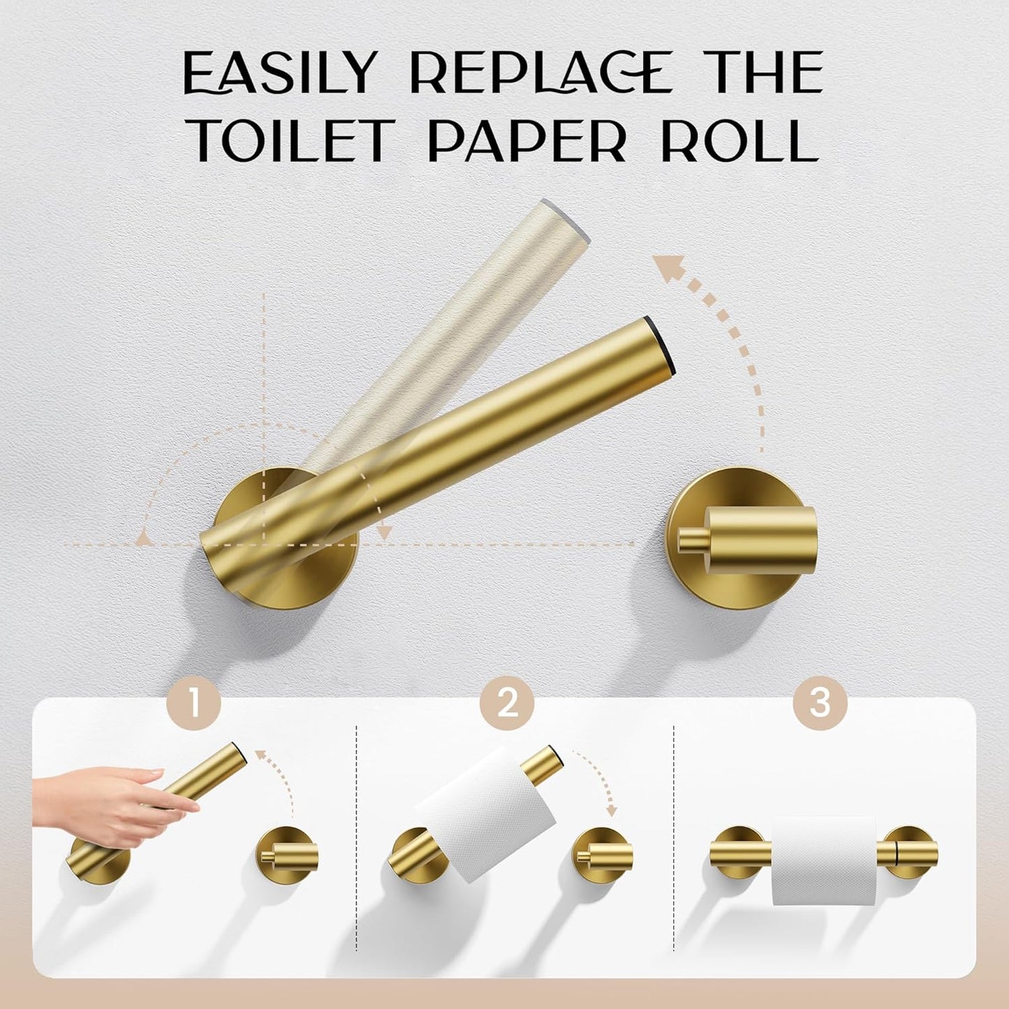 Day Moon™ Gold Toilet Paper Holder - Brushed Gold Toilet Paper Holder Wall Mount 