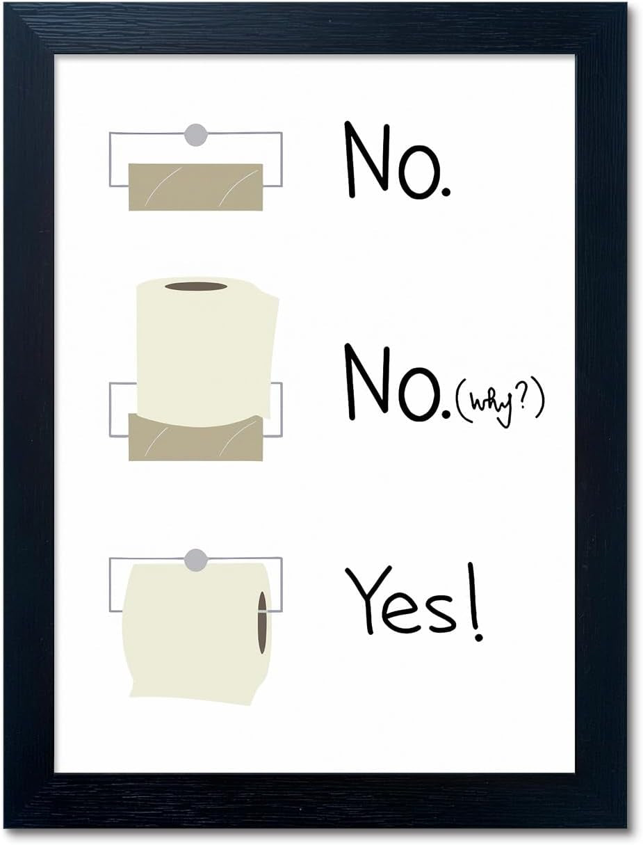 Bathroom Picture Wall Decor, Toilet Paper Bathroom Rule Wall Art, Bathroom Sign