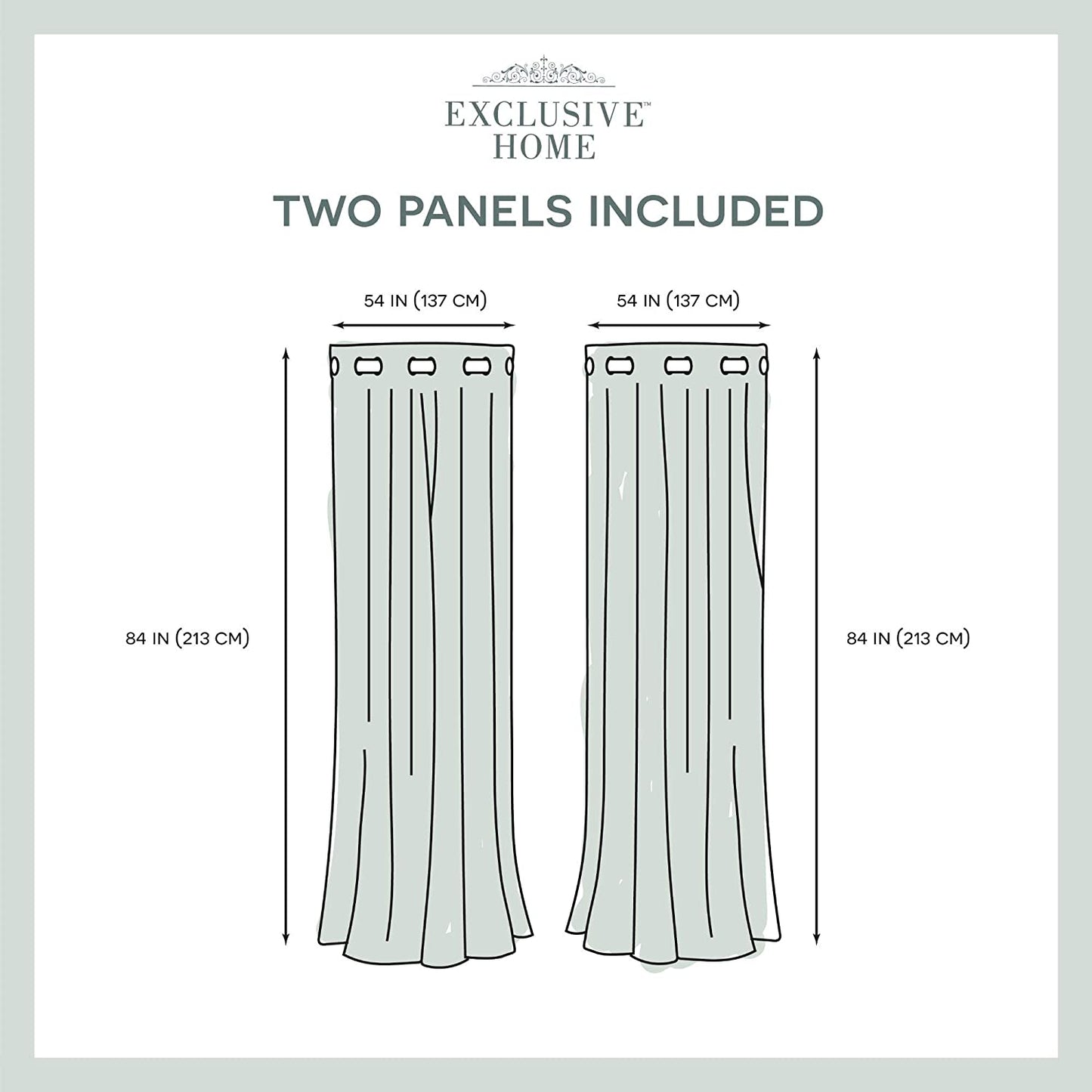 Exclusive Home Modo Metallic Geometric Grommet Top Curtain Panel Pair, 54X84, Winter White, 2 Count