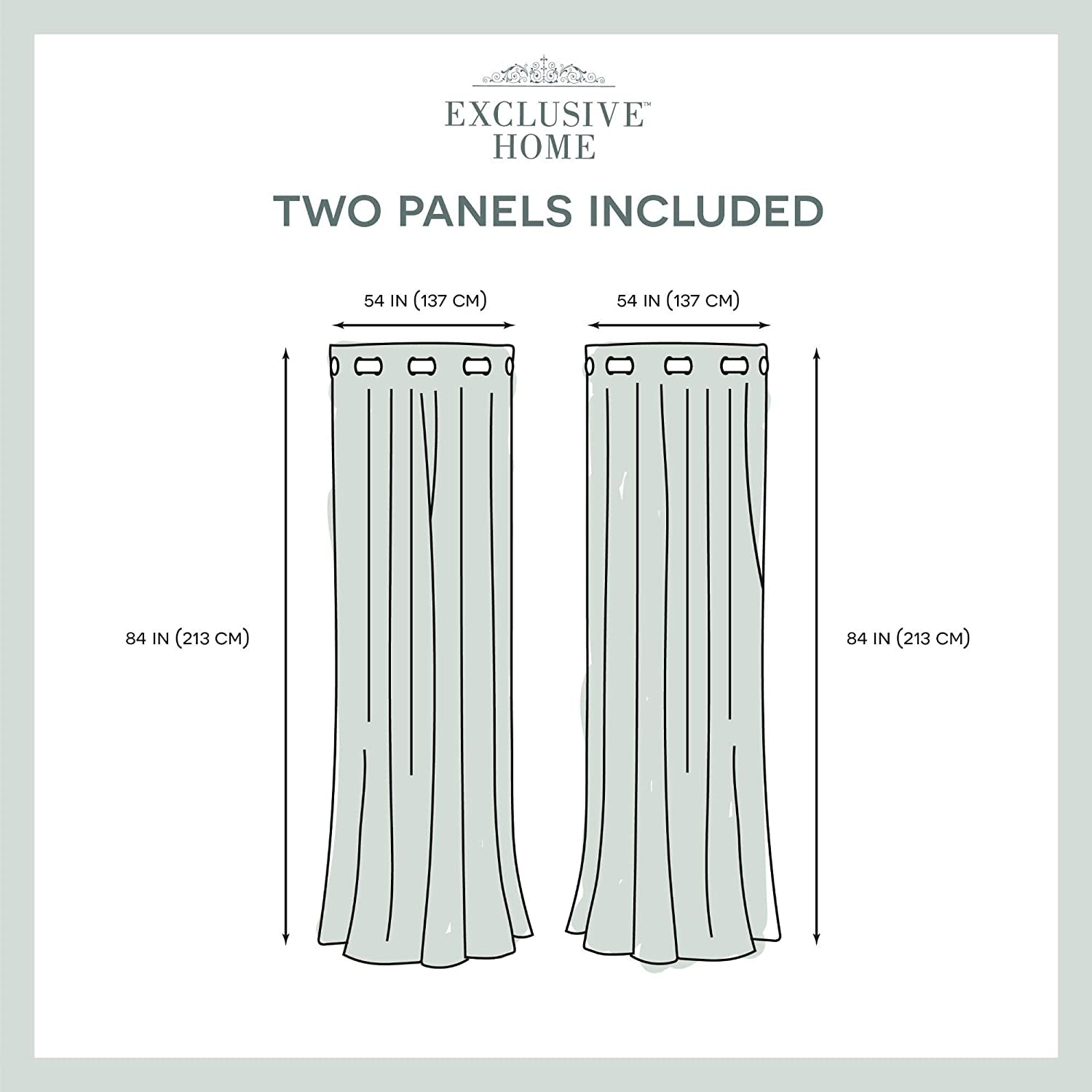 Exclusive Home Modo Metallic Geometric Grommet Top Curtain Panel Pair, 54X84, Winter White, 2 Count