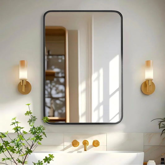 Bathroom Mirror 22X30 Inch, Vanity Mirrors with Rectangle Metal Frame, Modern Wall Mounted Mirror