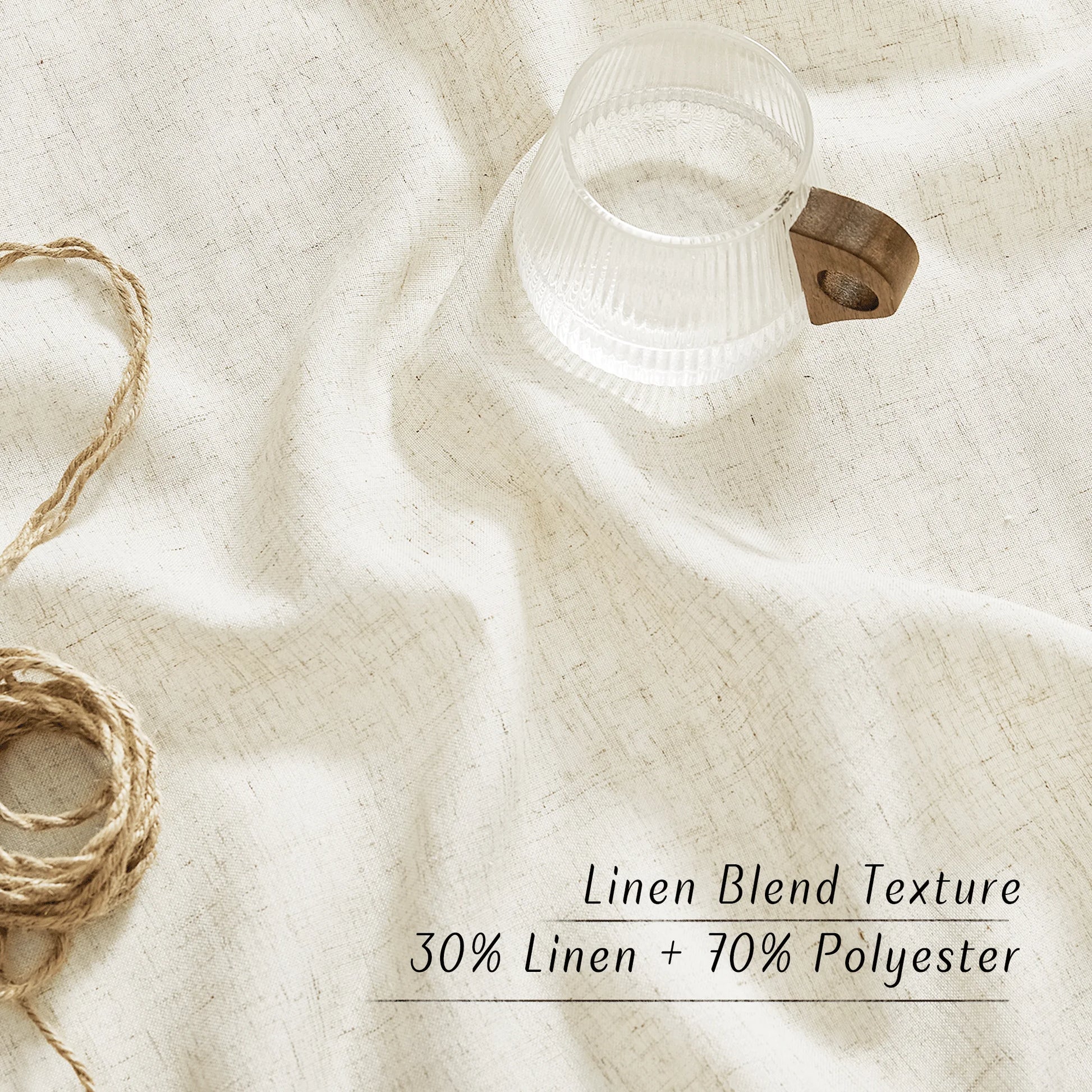 Linen Curtains, Natural Semi Sheer Thick Linen Drapes Light Filtering Elegant Neutral Bohemian Grommet Bedroom Curtain Panels, 55"X84", 2 Panels