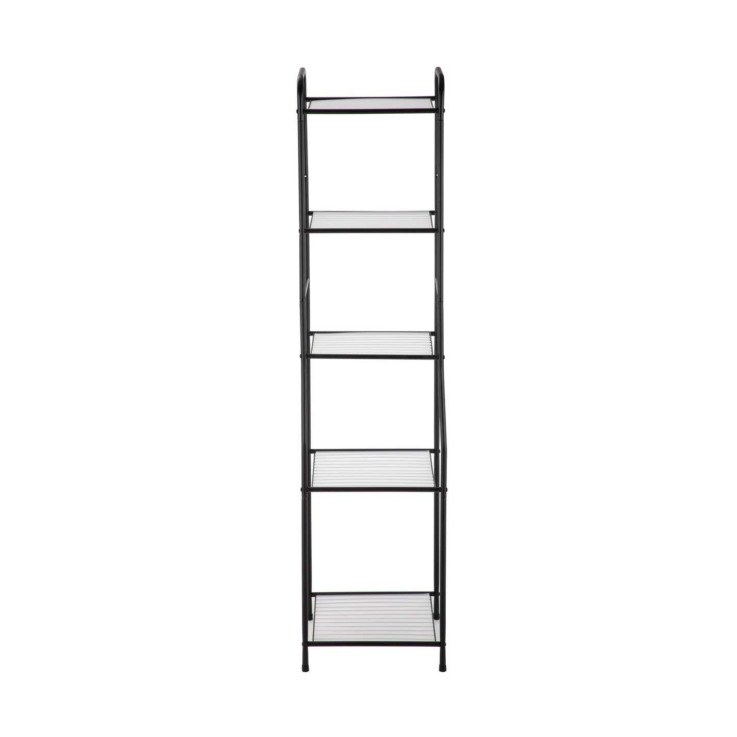 Matte Black Steel 5-Shelf Bathroom Storage Tower Unit