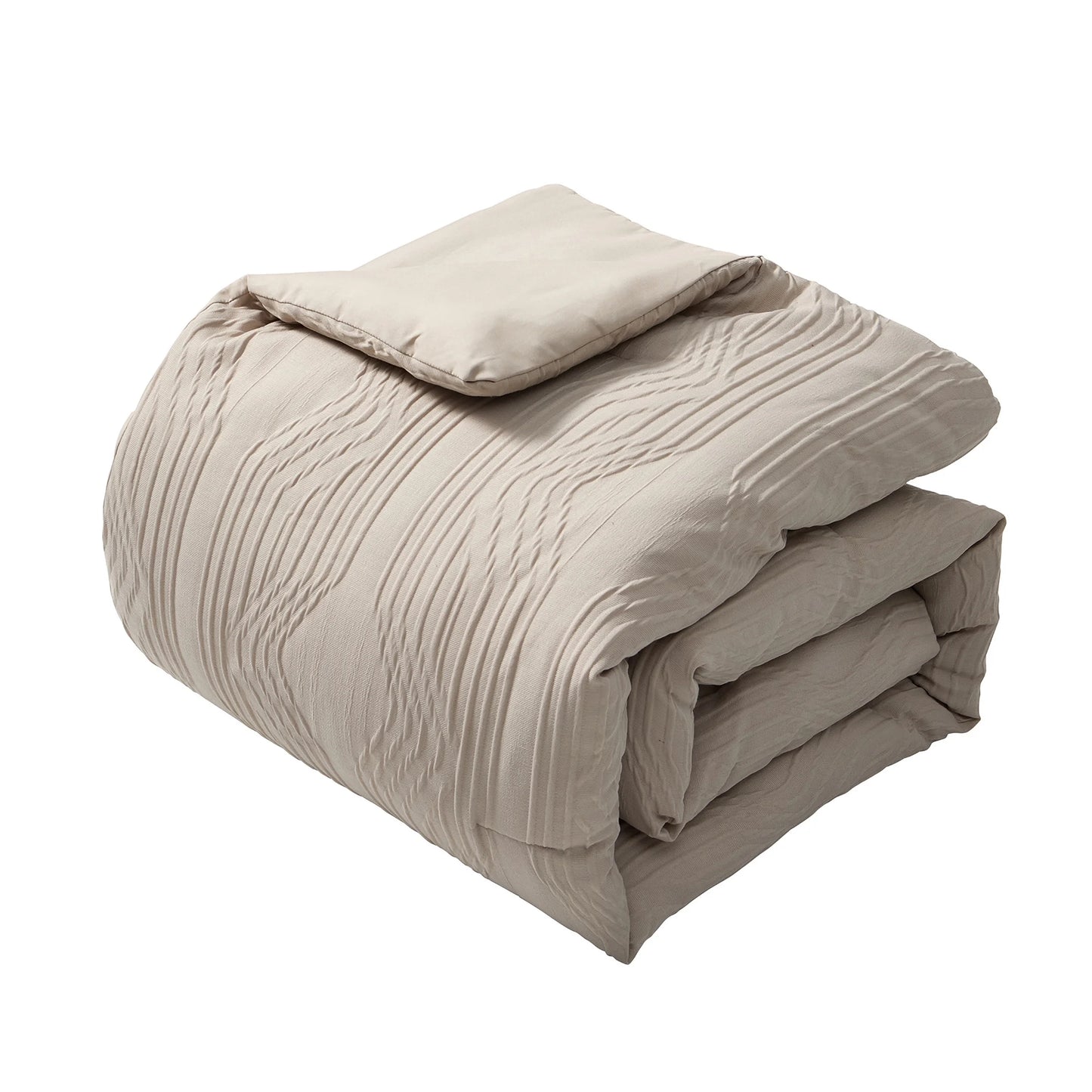 Geo 5-Piece Tan Jacquard Comforter Set, Full/Queen