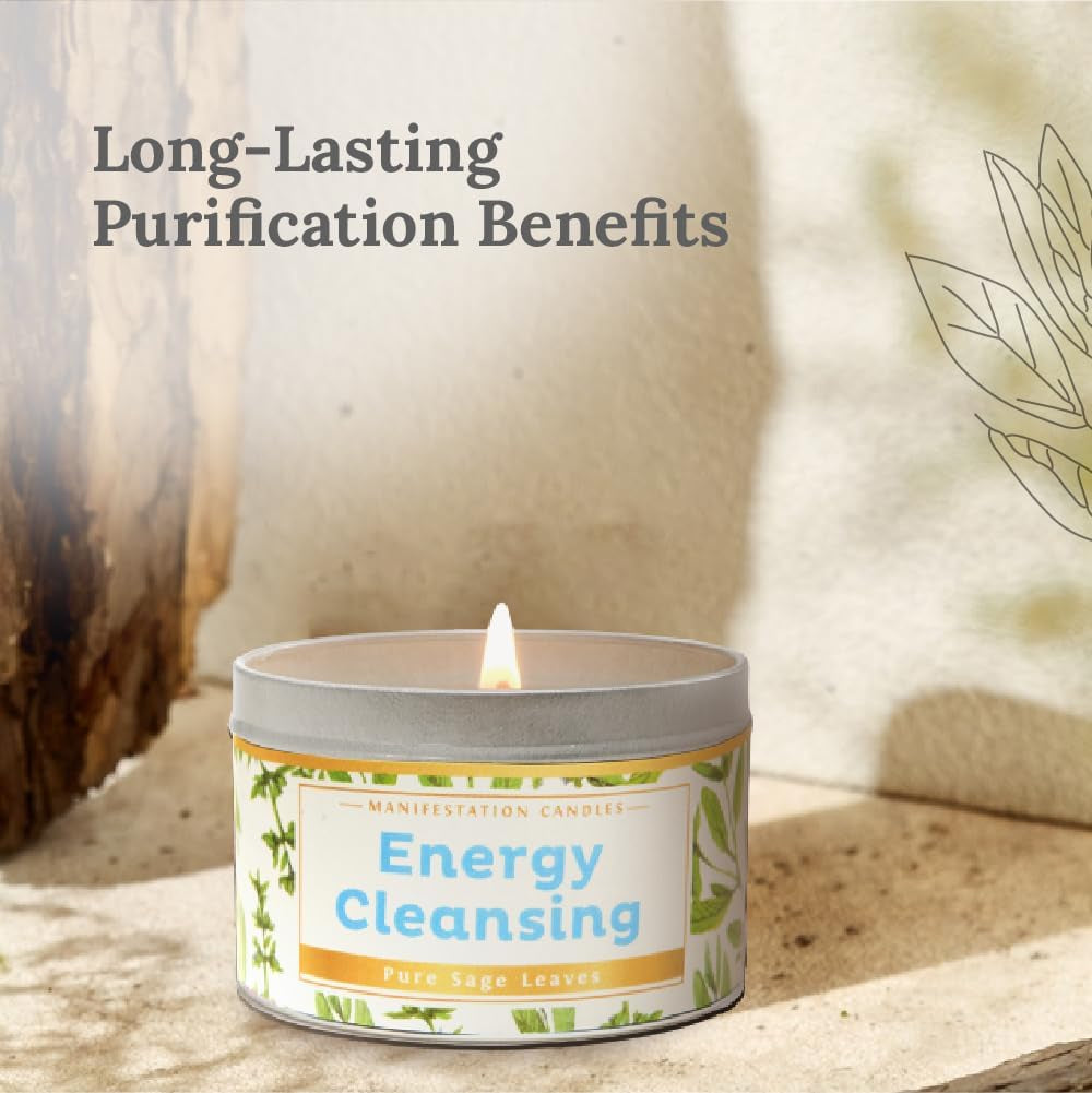 Long Lasting Pure Sage Candle for Manifestation & House Energy Cleansing