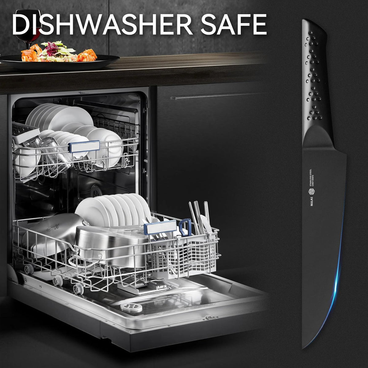 15-Piece Kitchen Knife Set with Block, Built-In Sharpener, Dishwasher Safe