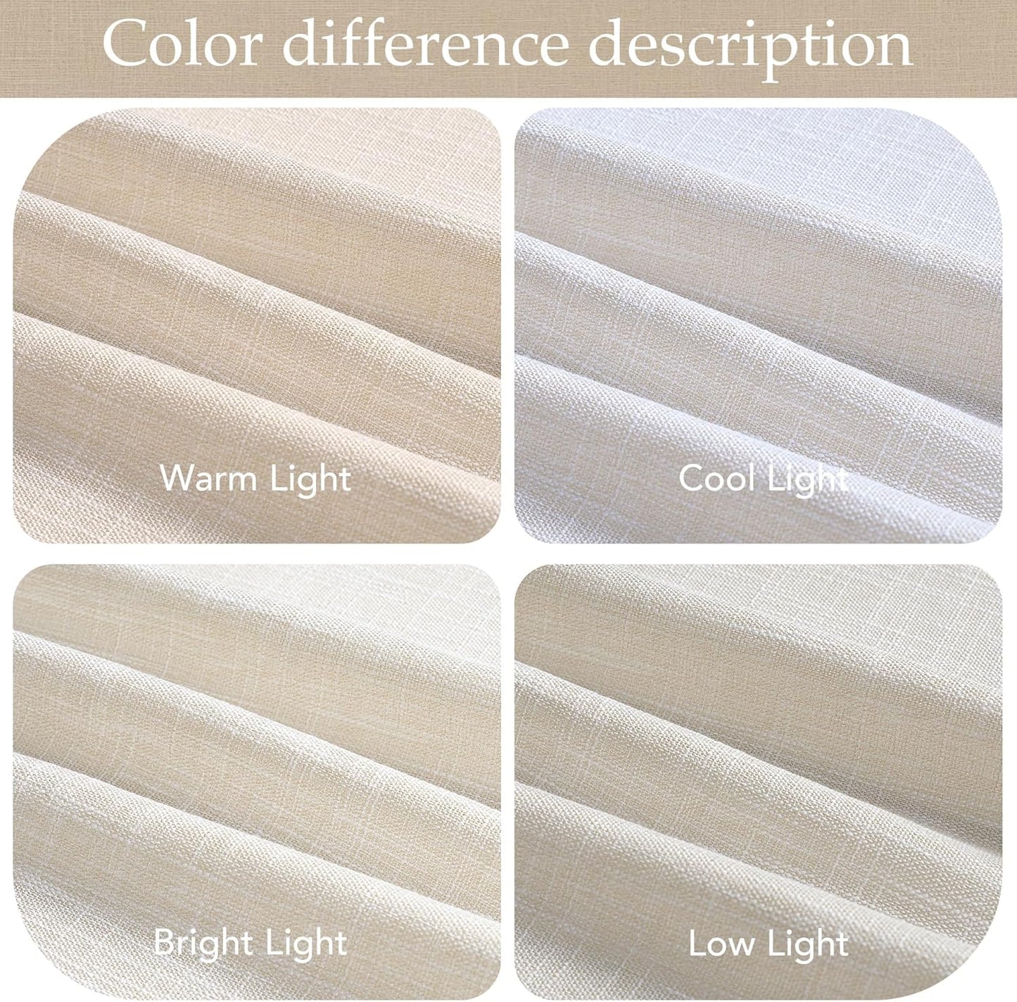 Linen Curtains Farmhouse 84 Inches Long 2 Panels Set, Fog Grey Thick Living Room Faux Linen Blend with Light Fi