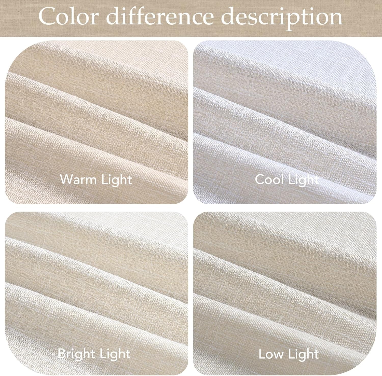 Linen Curtains Farmhouse 84 Inches Long 2 Panels Set, Fog Grey Thick Living Room Faux Linen Blend with Light Fi