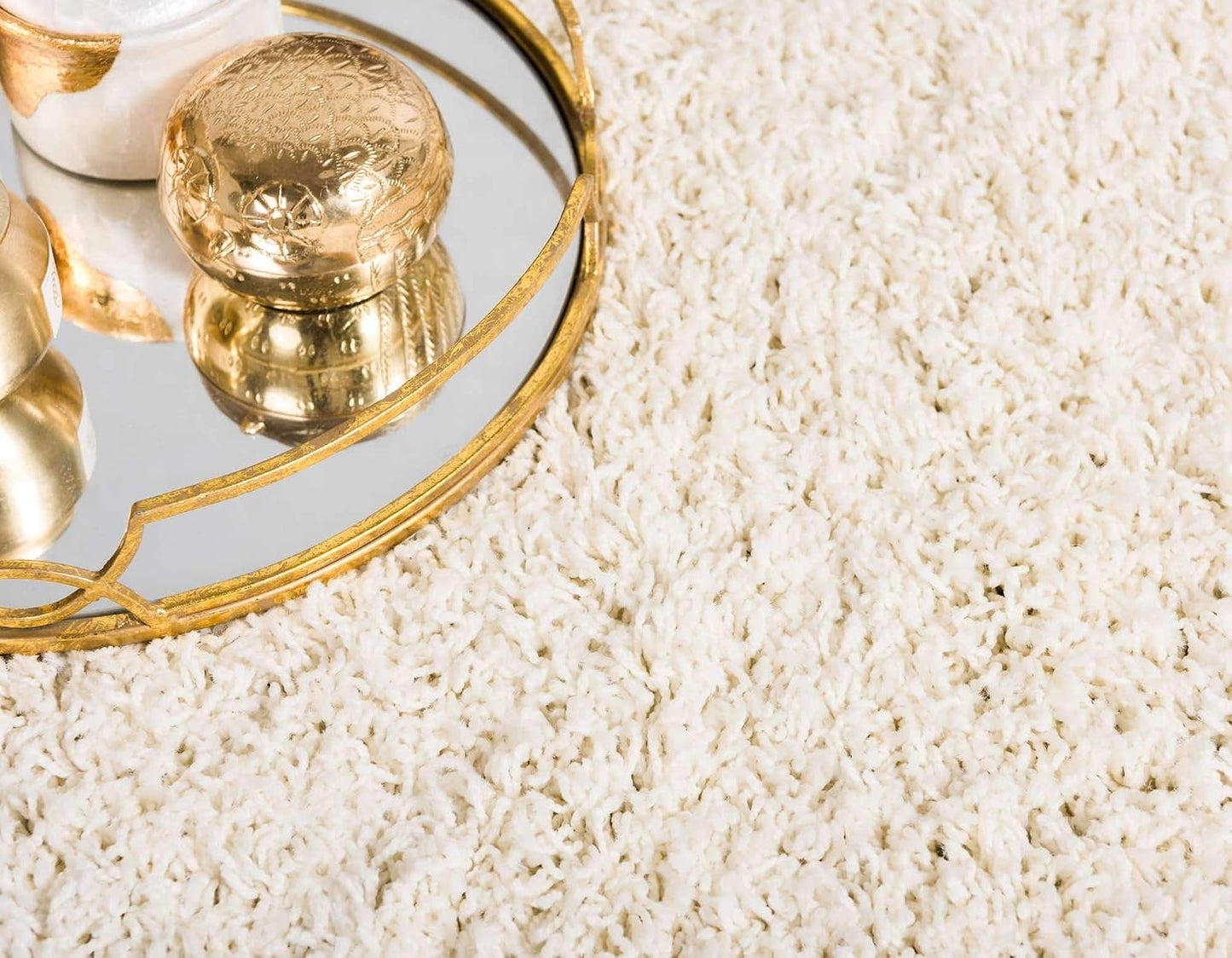 Solid Shag Area Rug (3' 3" X 5' 3" Rectangle, Pure Ivory)