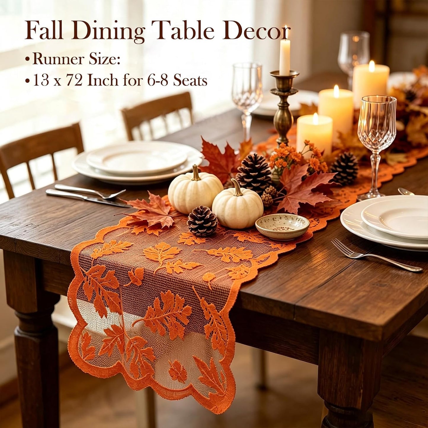 Fall Table Runner Fall Decorations for Home 13 X 72 Inch Maples Leaves Lace 