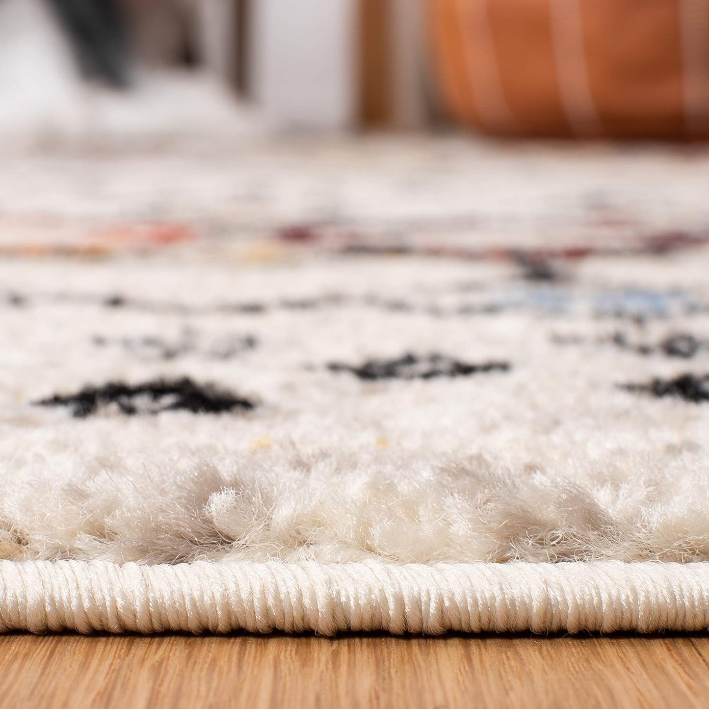 Amsterdam Collection Runner Rug - 2'3" X 10', Ivory & Multi, Moroccan Boho Design (AMS108K)