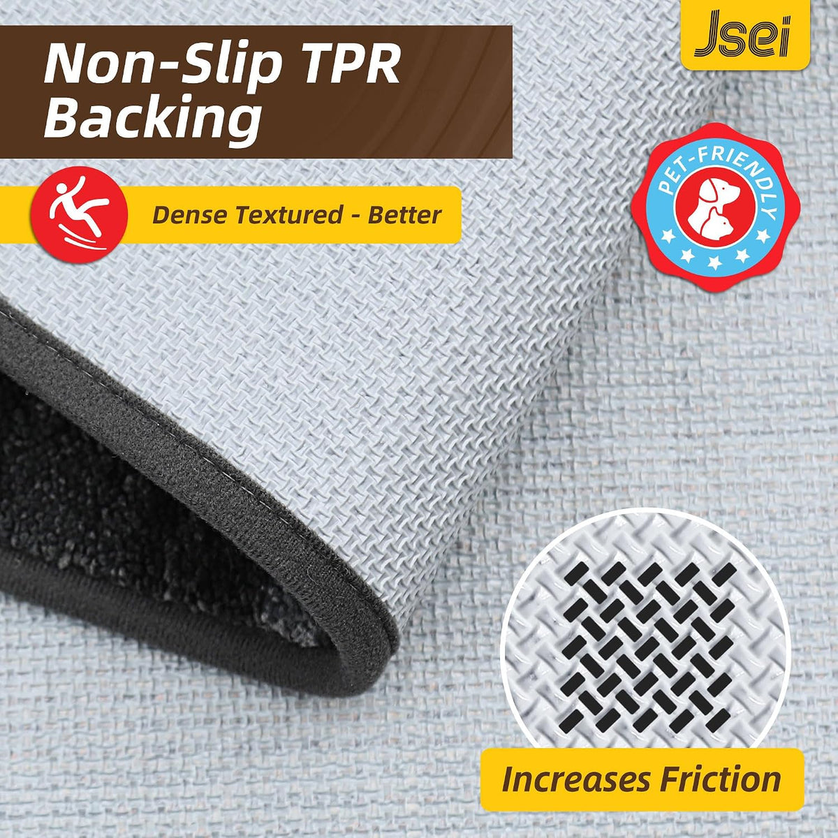 Dirt Trapper Door Mat 24"X60", Non-Slip Doormat, Light Gray