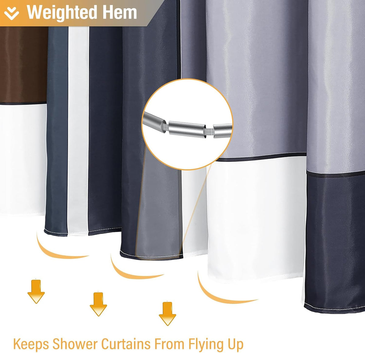 Brown Long Modern Geometric Waterproof Fabric Shower Curtain, 72 X 96