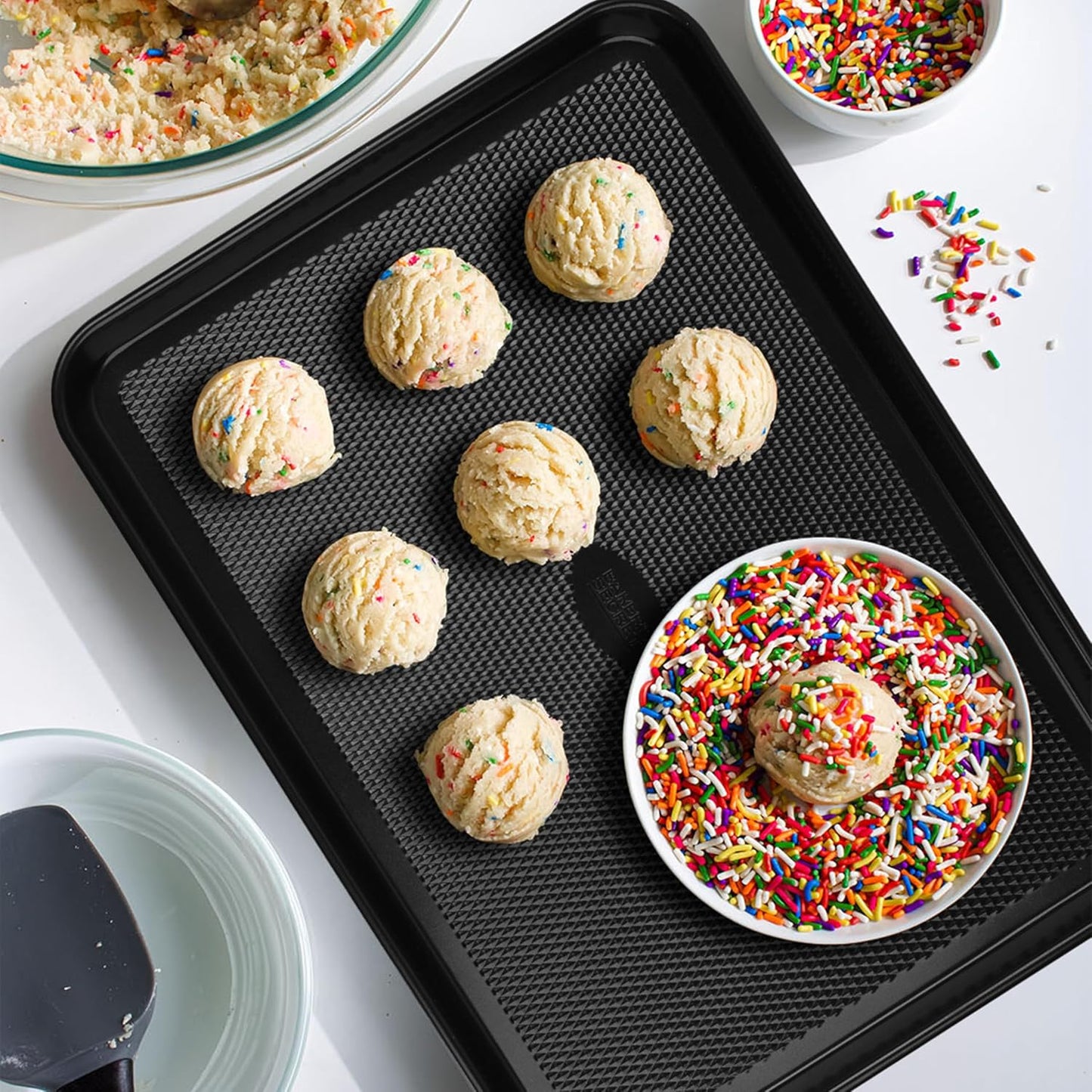 Baking Sheet Pan Set, 3X Cookie Sheets for Oven, Diamond Texture Premium Air Flow Circulation, Set of 3 Baking Trays