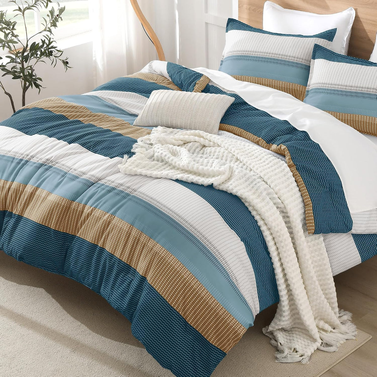 Twin/Twin XL Comforter Set - 2 Pieces Stripe Bedding Sets