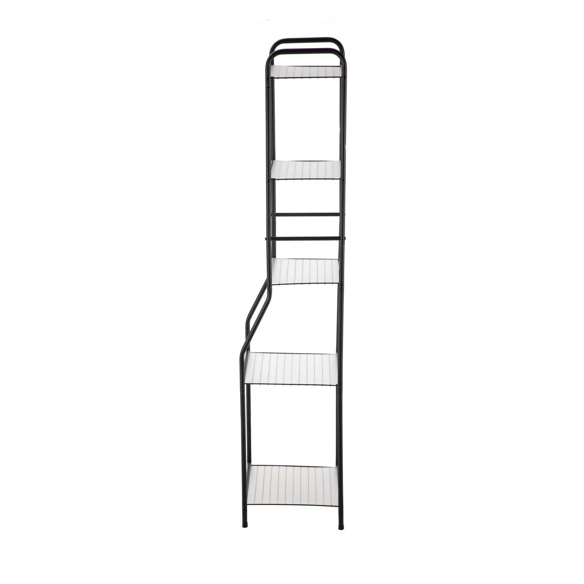 Matte Black Steel 5-Shelf Bathroom Storage Tower Unit