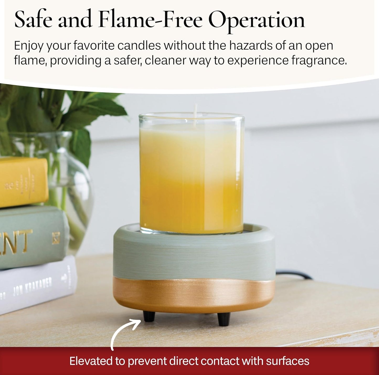 ETC 2-In-1 Candle and Fragrance Warmer for Warming Scented Candles or Wax Melts, Midas