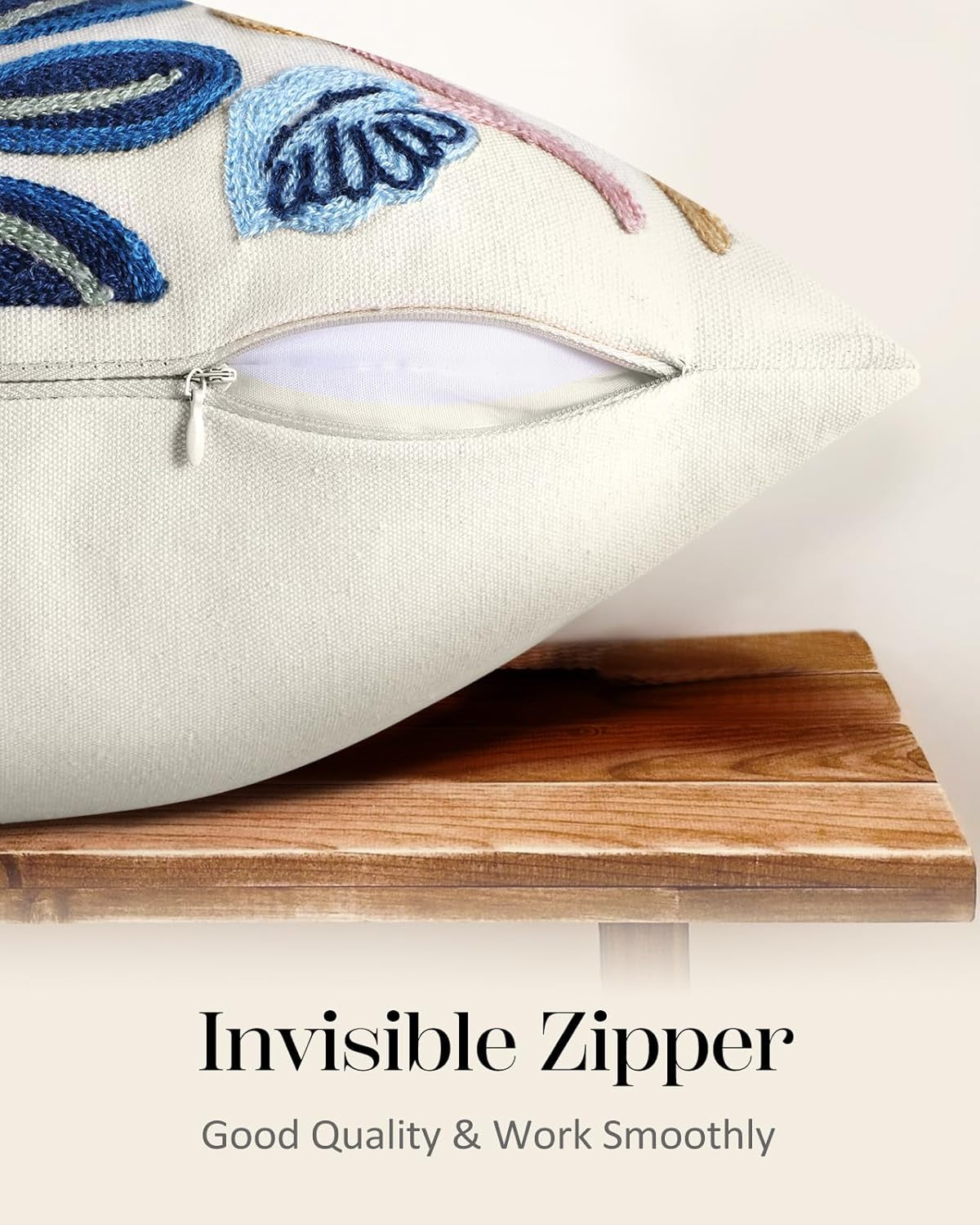 Embroidered Throw Pillow Covers - 18X18 Decorative Pillow Covers with Zipper Aesthetic Cute Design, Abstract