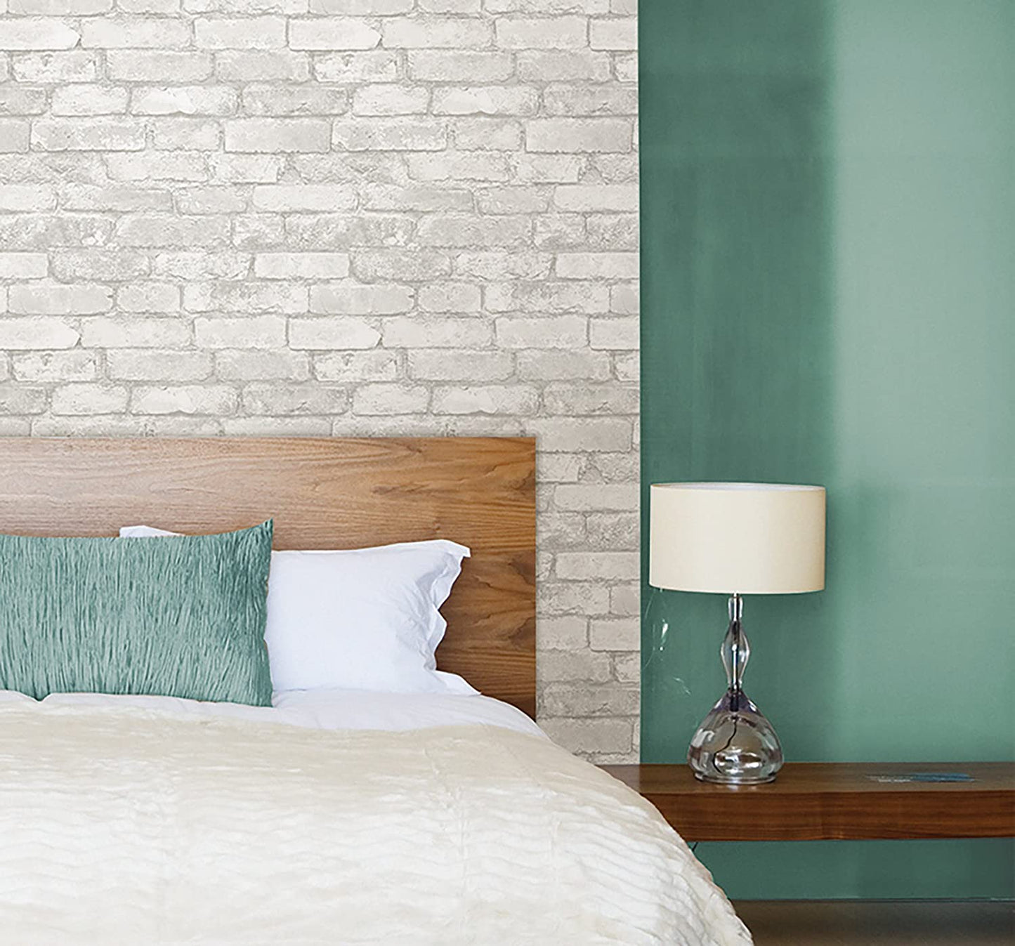 Grey and White Brick Peel & Stick Wallpaper, Multicolor