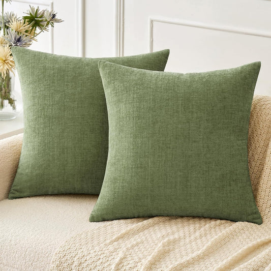 Soft Sage Green Throw Pillow Covers Pack of 2, 18X18 Inch