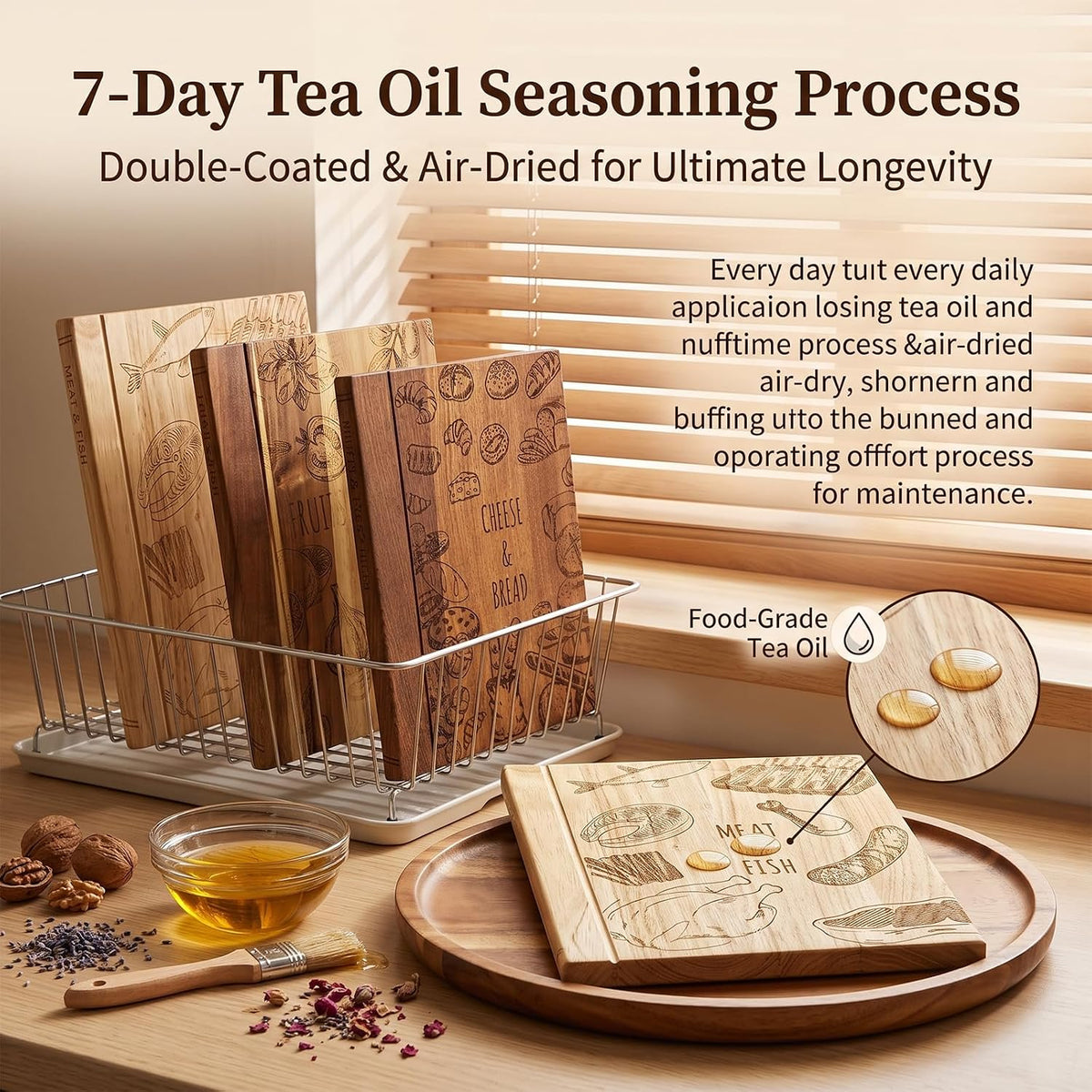 Wooden Book Cutting Board Set with Stand 3 Piece Wooden Cutting Boards Decorative Chopping Board Set for Kitchen