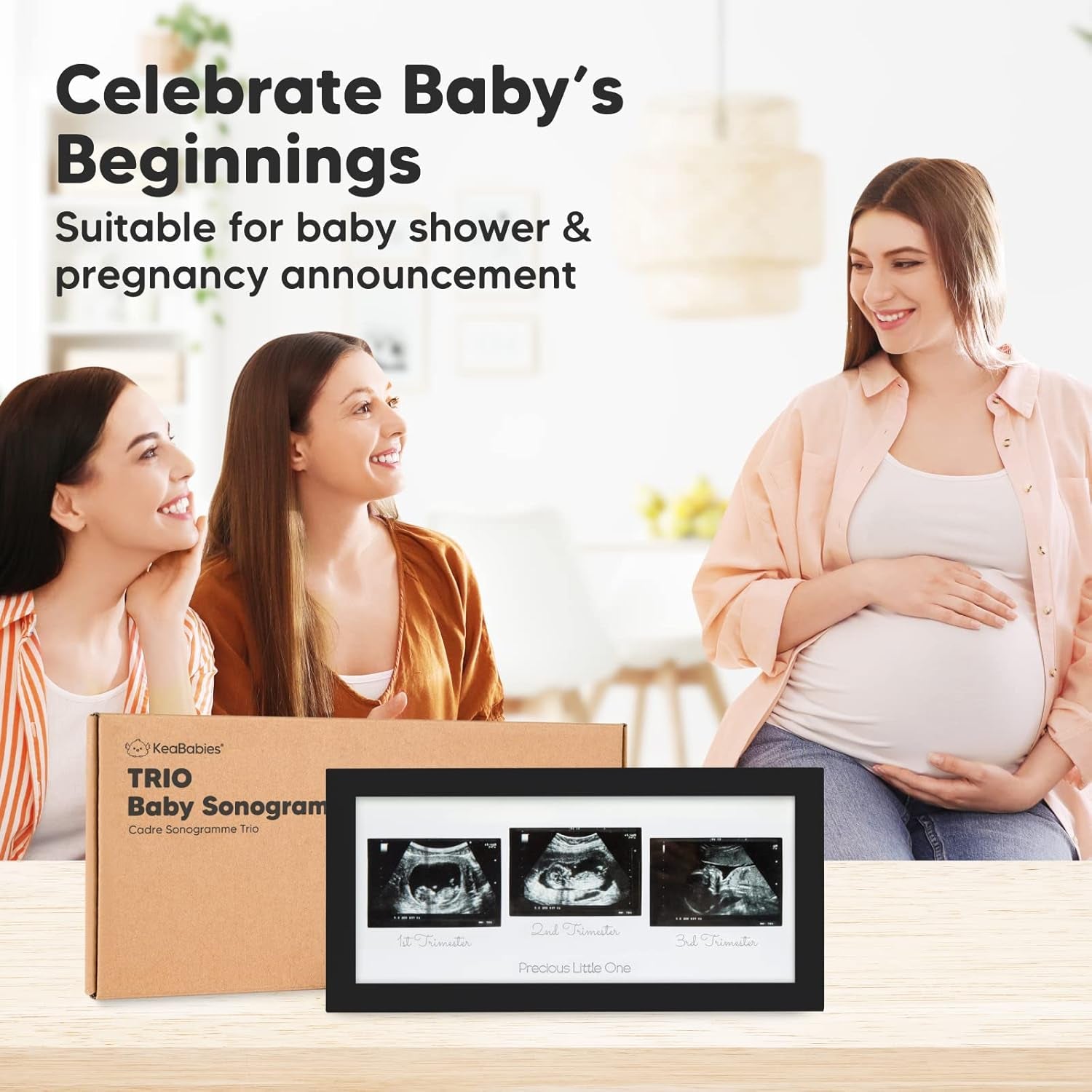 Baby Sonogram Picture Frames - Trio Ultrasound Picture Frames, First Time Mom Gift (Onyx Black)