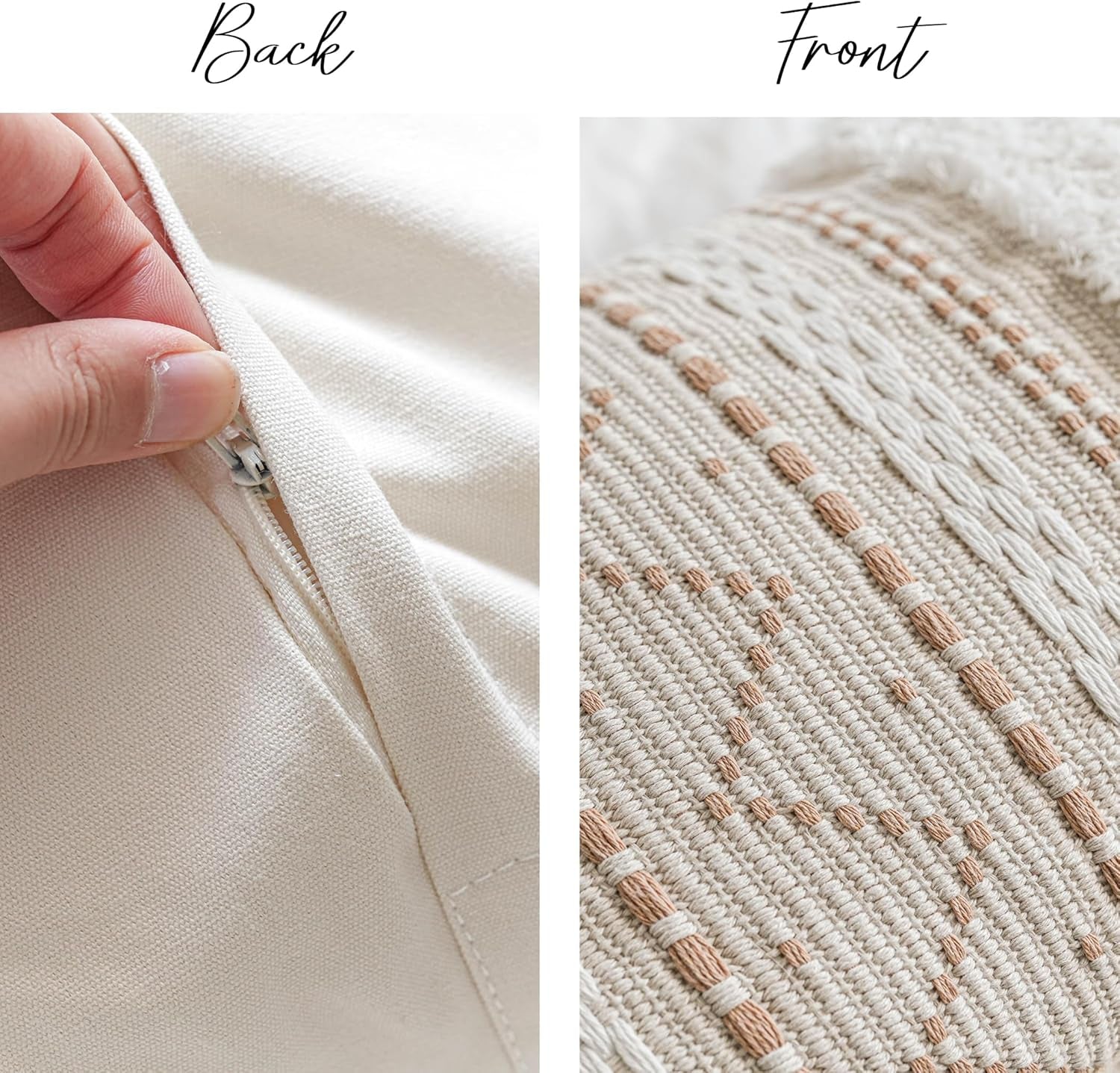 Decorative Lumbar Throw Pillow Cover 12X20 Cream Neutral White 