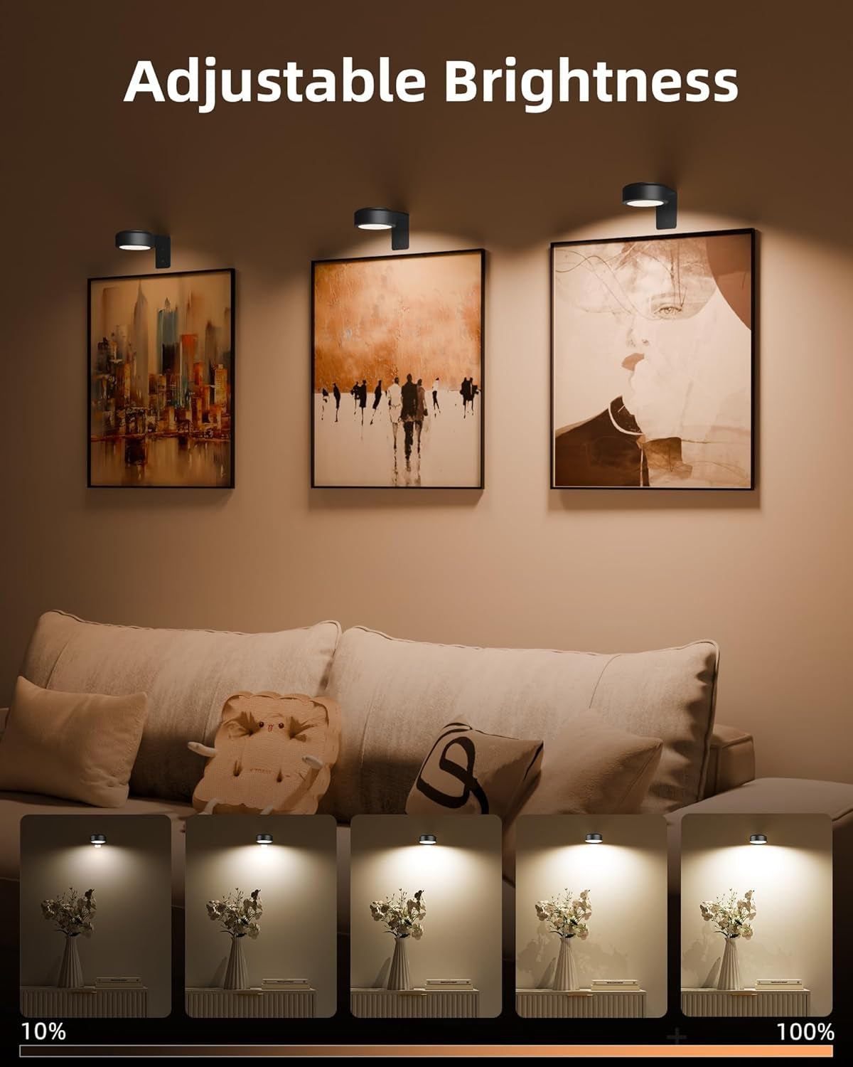 Picture Lights for Wall,2000Mah Rechargeable Battery Magnetic Poster Lights with 3 Color Temps(3 Pack)