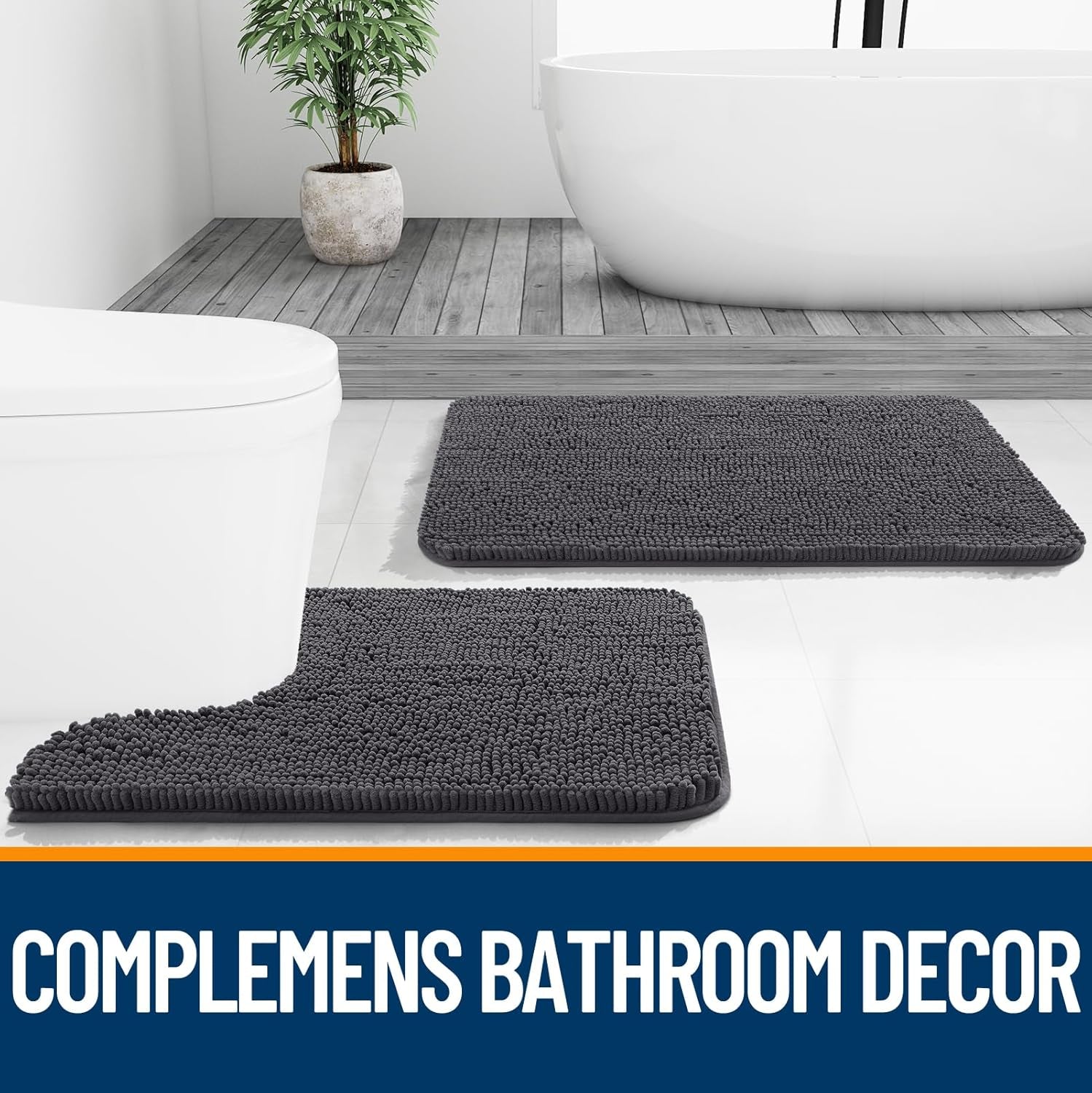 Chenille Bathroom Rugs 30X20, Extra Soft Absorbent 