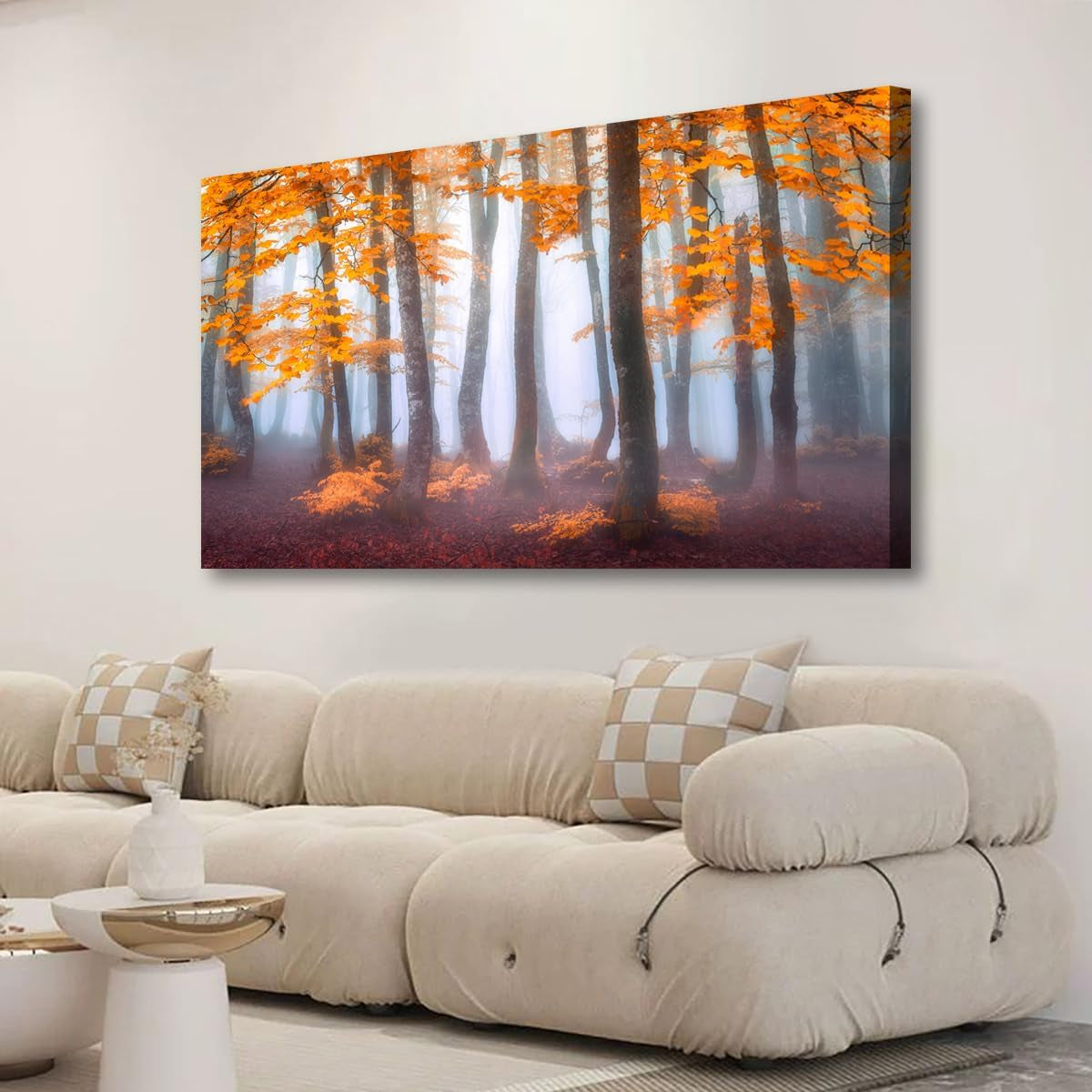 Orange Maple Leaf Tree Canvas Wall Art - 20In * 40Inch