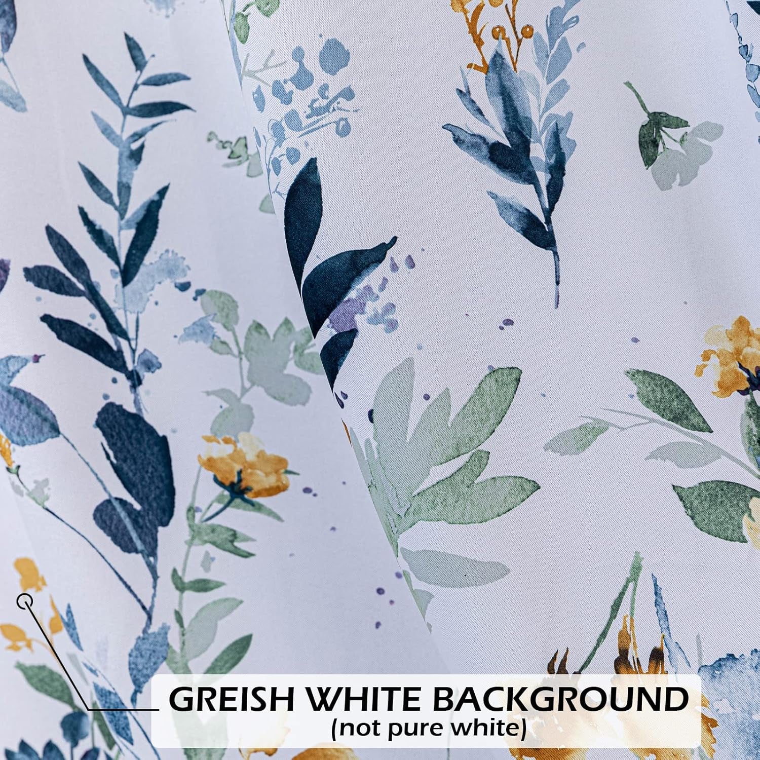 Floral Curtains 84 Inches Long Living Room Curtains Room Darkening Curtains Thermal Insulated, 2 Panels, Yellow and Blue