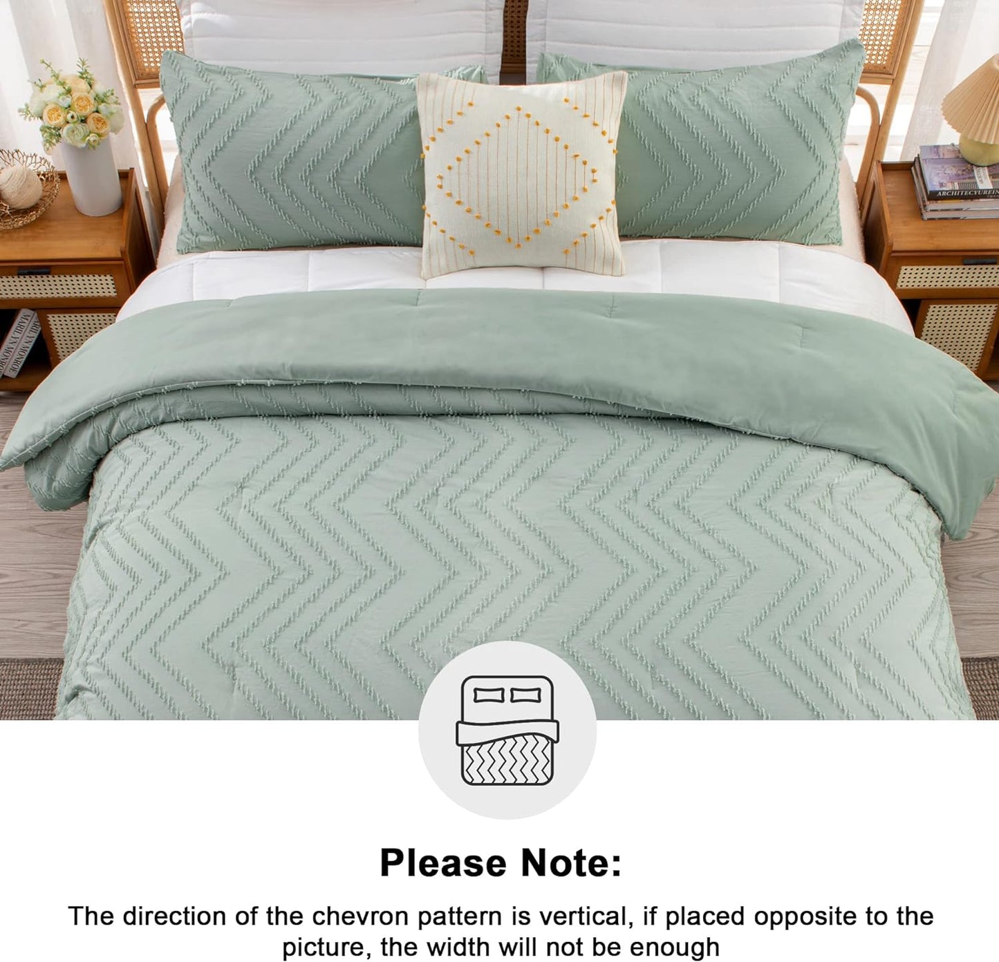 Sage Green California King Comforter Set, 3 Pieces, Fluffy Bed Set (104X96In Comforter & 2 Pillowcases)