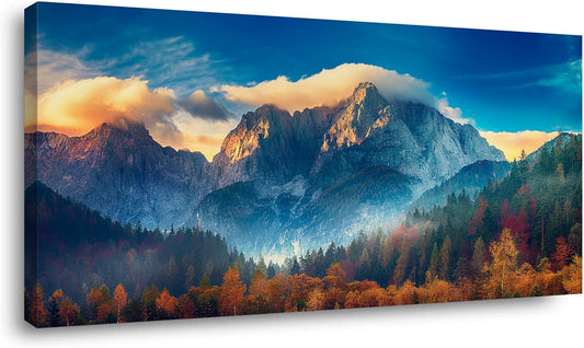 Wall Art Colorful Mountain Scenery Canvas Painting 20"X40" (50Cmx100Cm)