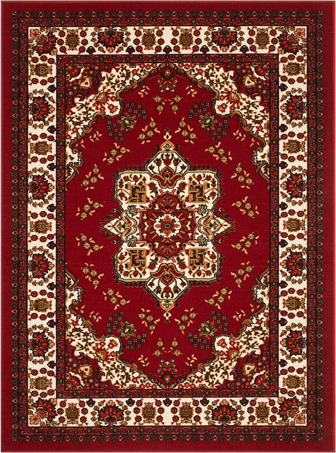 Alfombras Oriental Traditional Non-Skid Area Rug (Maroon, 5' X 7')