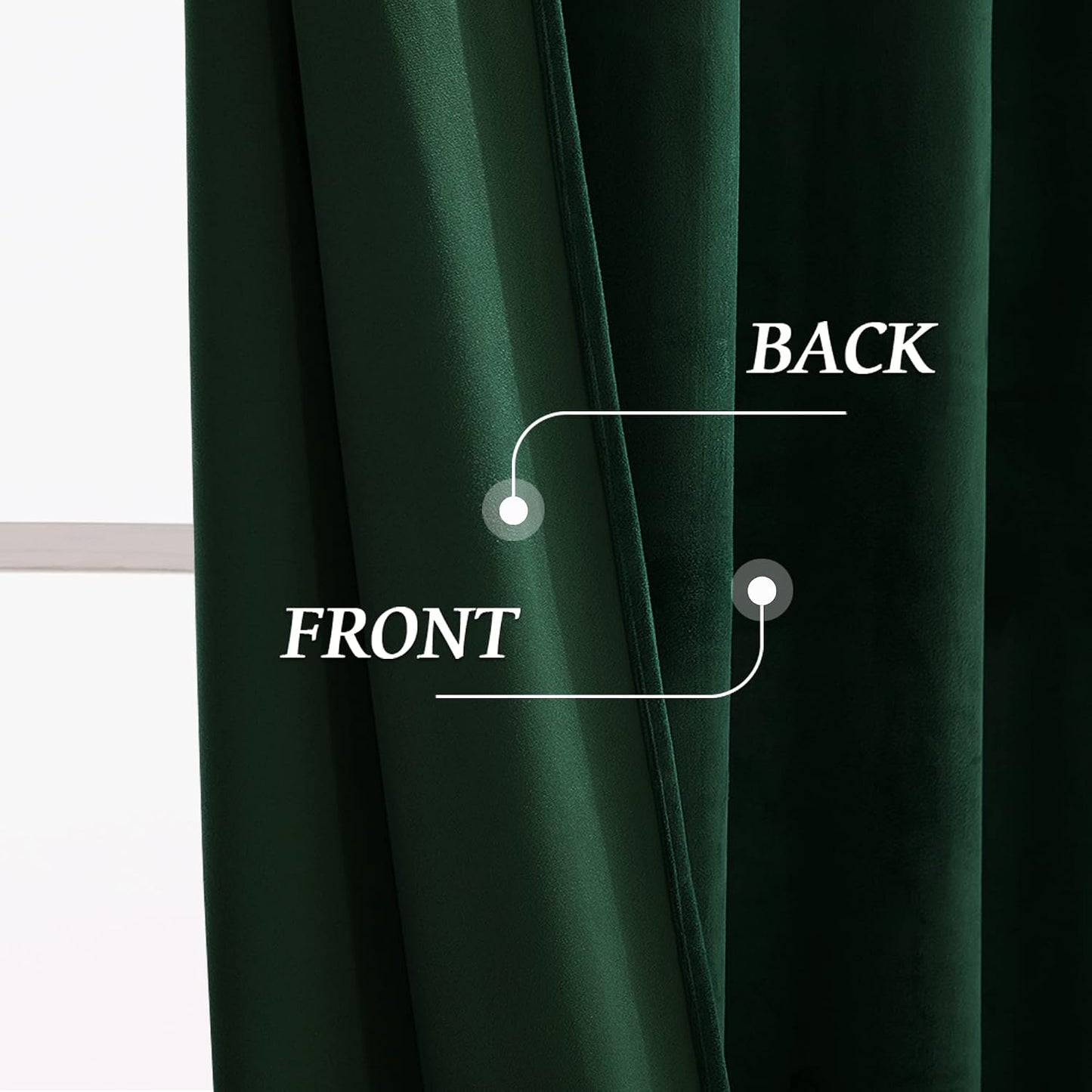 Green Velvet Blackout Curtains 84 Inches for Bedroom Living Room