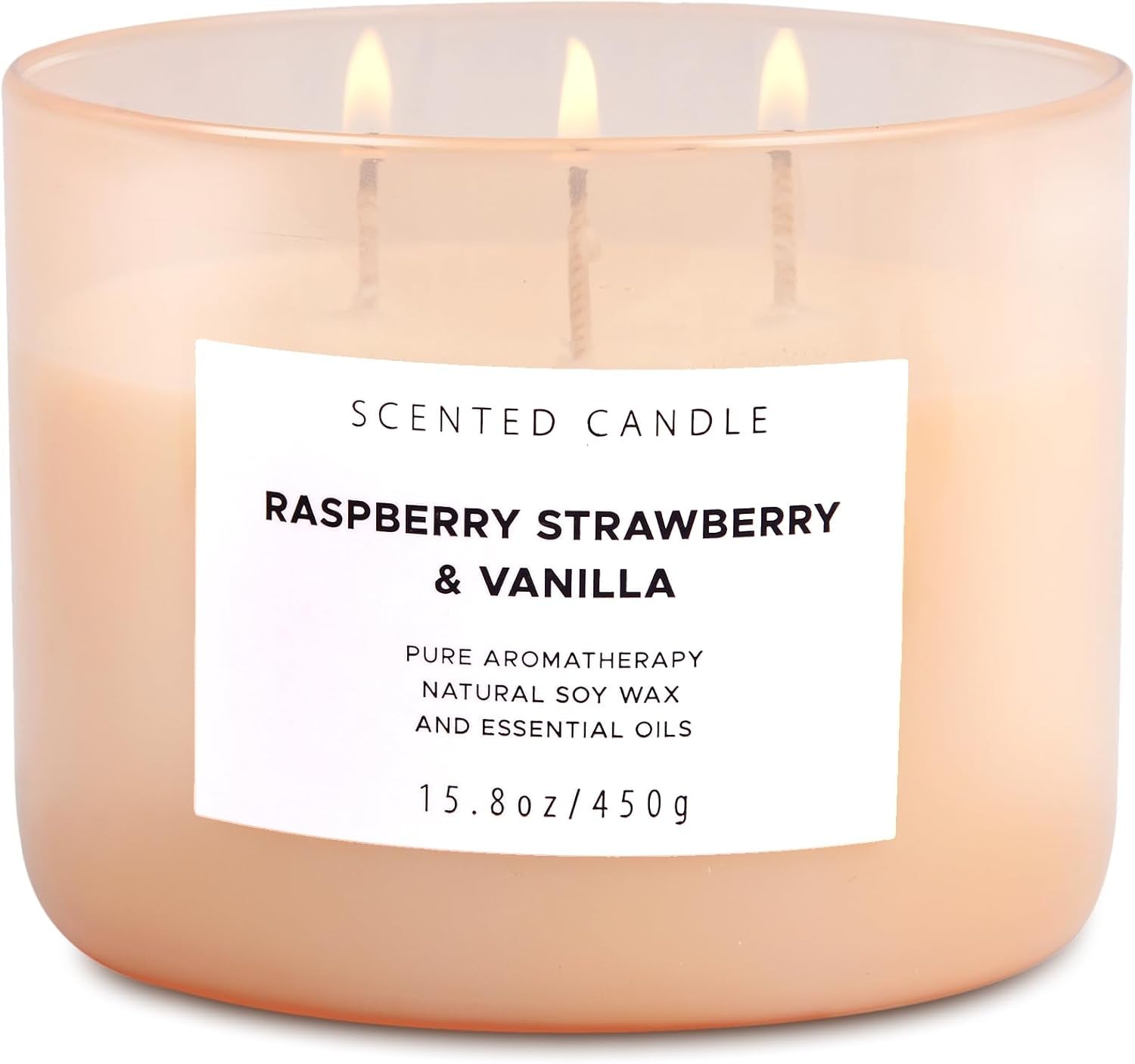 Raspberry Strawberry Vanilla Candle | Large 3 Wick Highly Scented Candle15.8 Oz