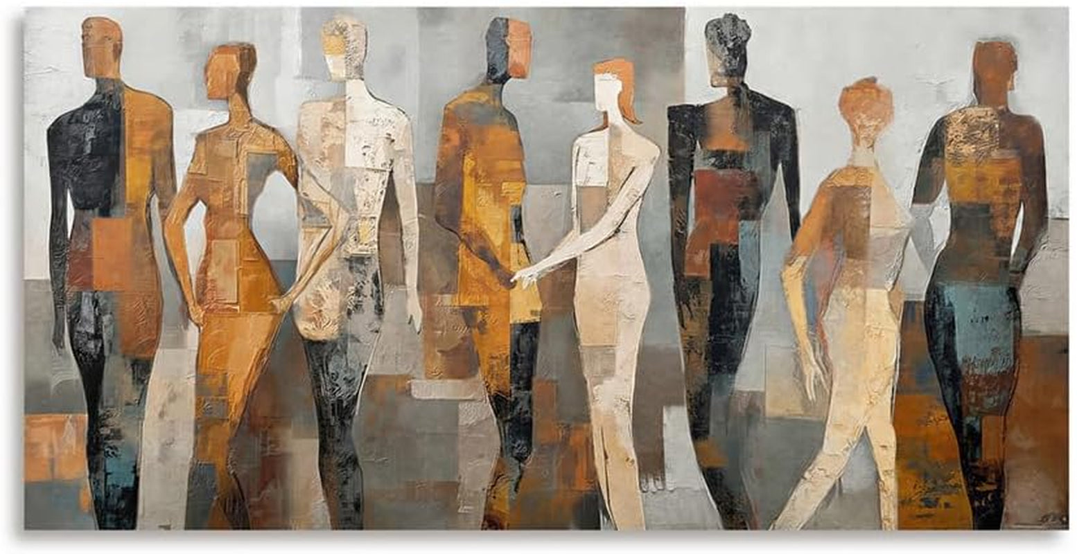 Large Abstract People Canvas Wall Art for Living Room, 40 X 20 Inches