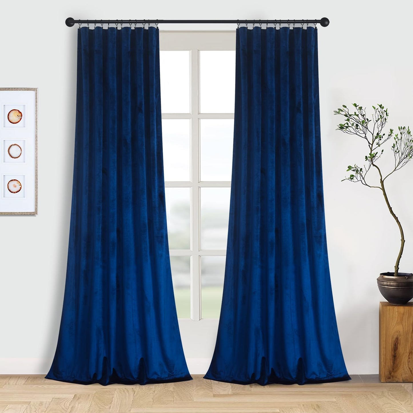Royal Blue Velvet Curtains W52 X L84 Inches Long, 2 Panels