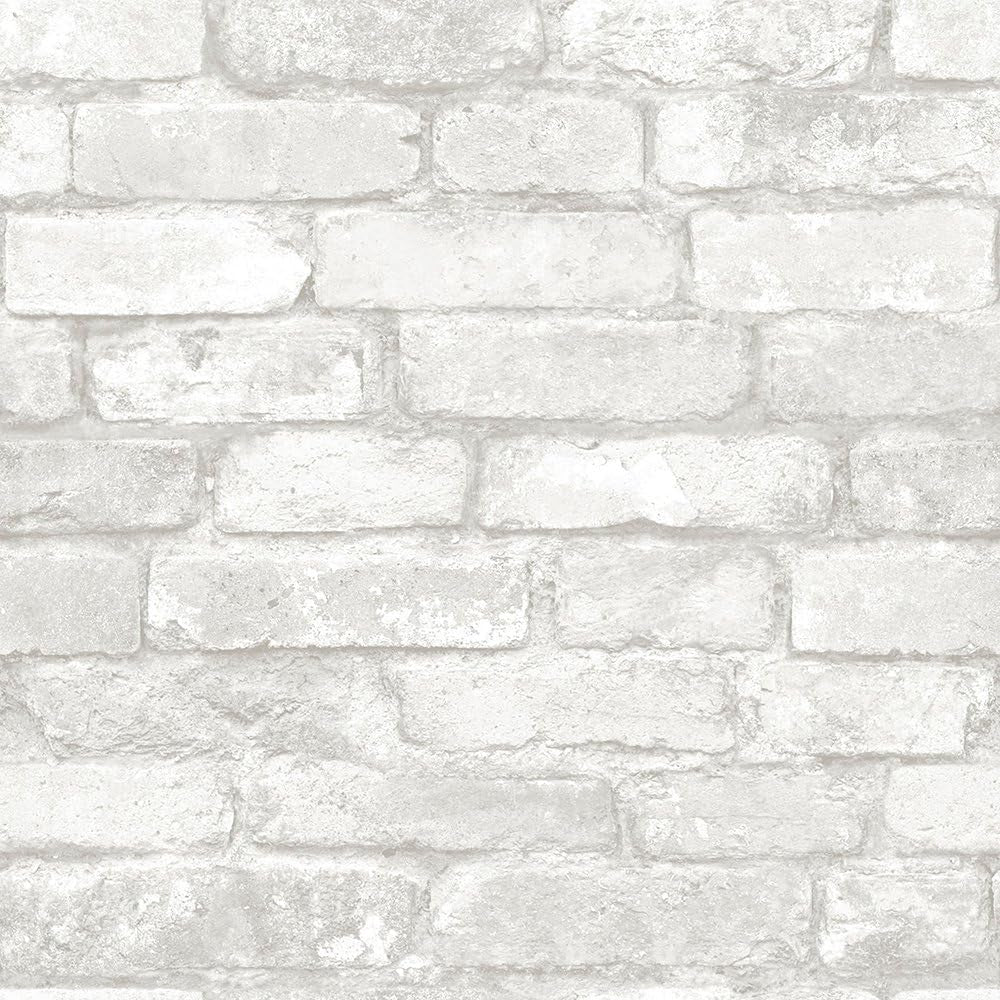 Grey and White Brick Peel & Stick Wallpaper, Multicolor