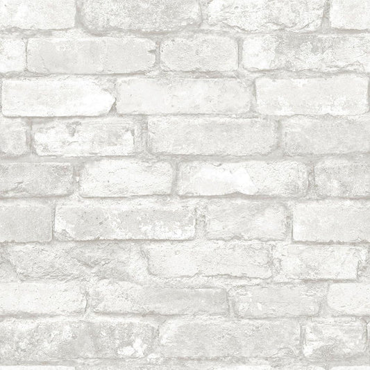 Grey and White Brick Peel & Stick Wallpaper, Multicolor