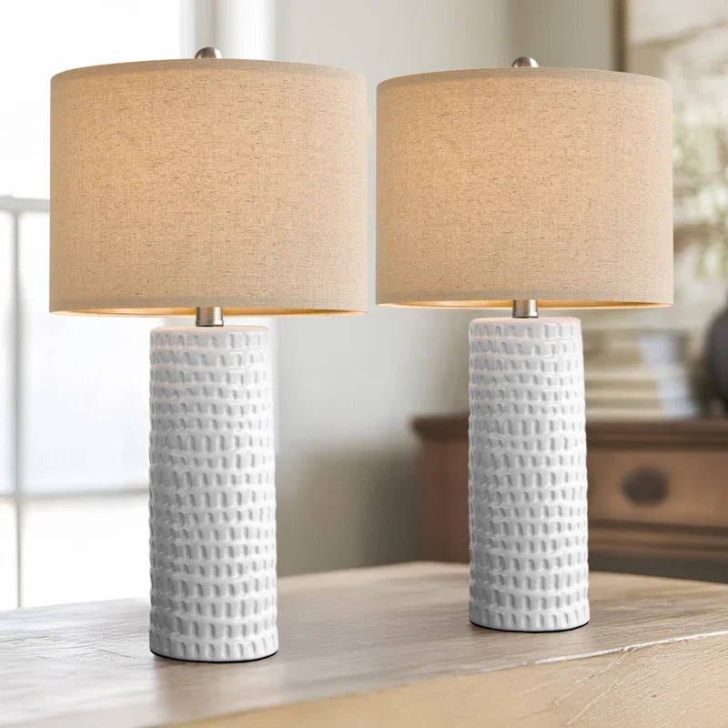 Anazagene 24＂Modern Ceramic Table Lamp Set, Suitable for Living Room, Bedroom, Office