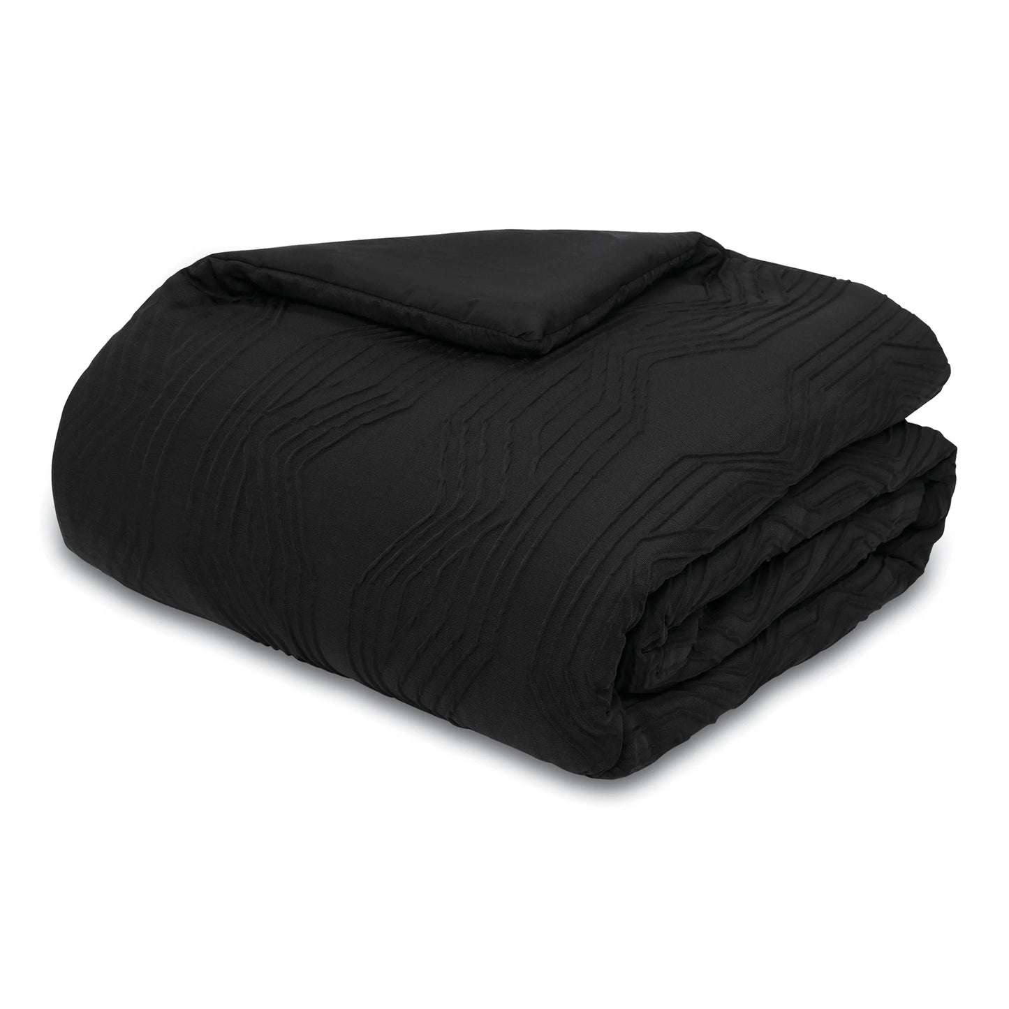 King Comforter Set, All-Season, 5-Piece, Black Jacquard Geo