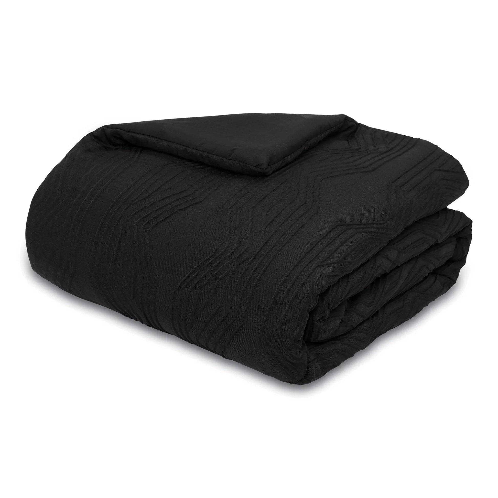 King Comforter Set, All-Season, 5-Piece, Black Jacquard Geo