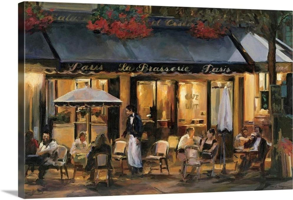 La Brasserie Canvas Wall Art Print by Marilyn Hageman, Traditional, Home Decor, Street Scene Artwork, Nature Artwork, 30" X20In
