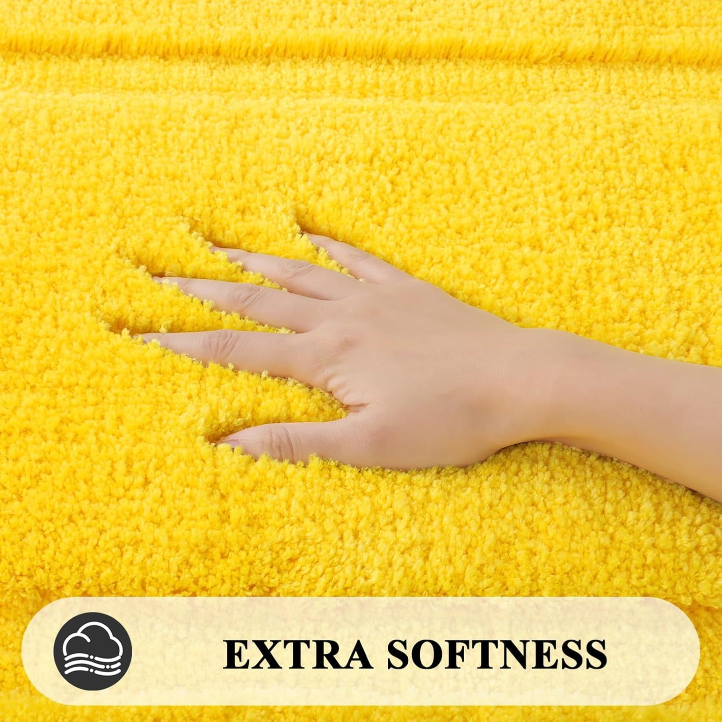 Small Bathroom Toilet Rugs Set of 2 Pieces, Bathmats 16X24 + 20X24 Inch Soft Absorbent Bath Rugs Non-Slip, Yellow