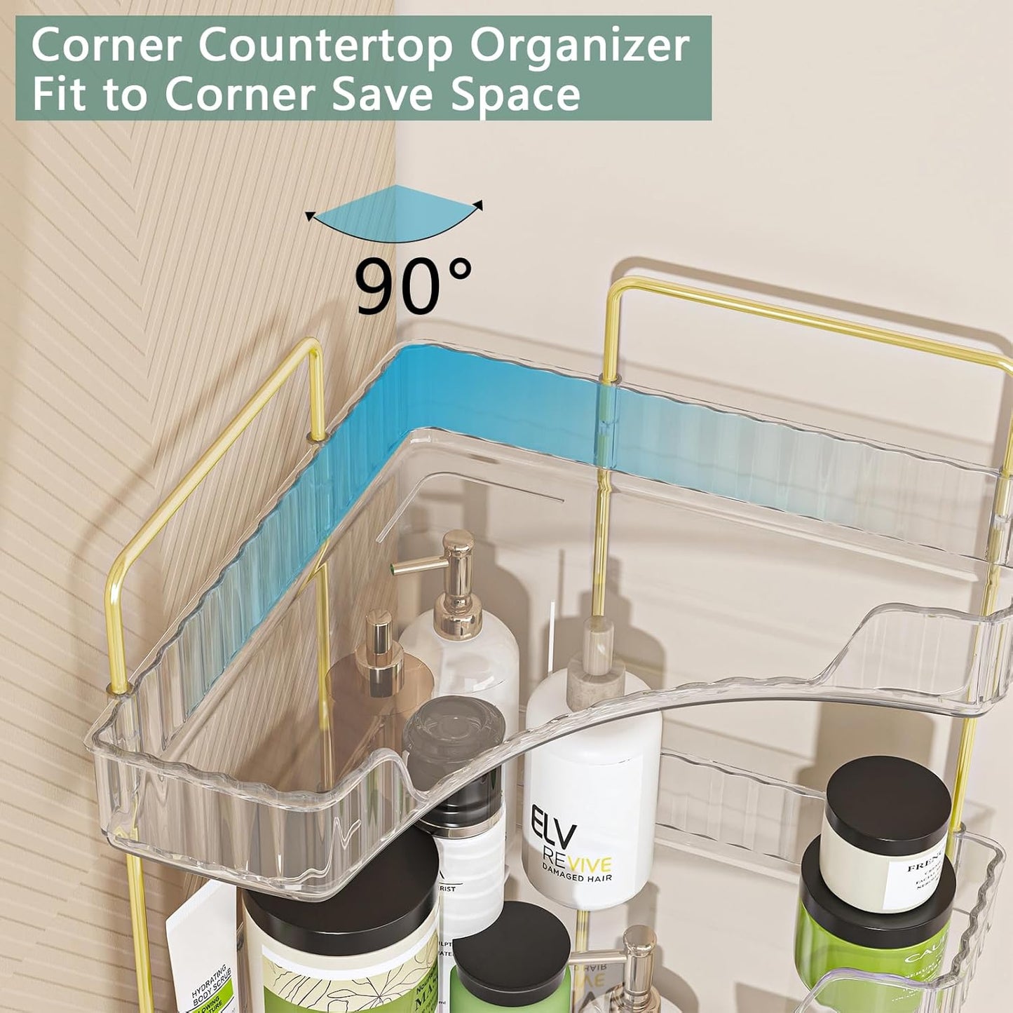 Corner Bathroom Counter Organizer, 3 Tier Bathroom Countertop Organizers Shelf, Makeup & Perfume Organizer Tray 