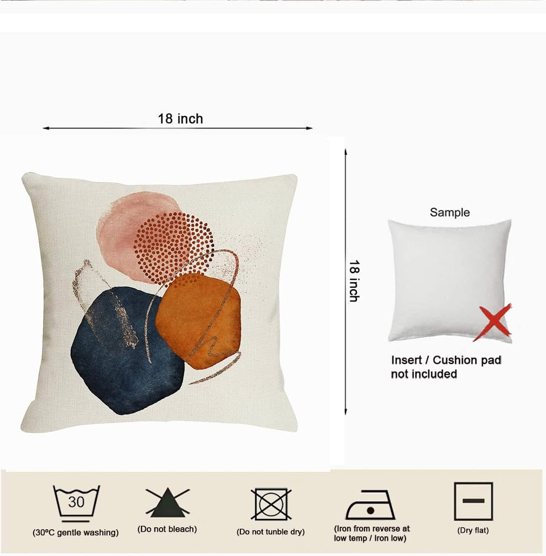 Burnt Orange Abstract Throw Pillow Covers 18X18 Set of 4 Mid Century Modern Geometric Minimalist Decorative Pillow Covers for Couch Home Decor