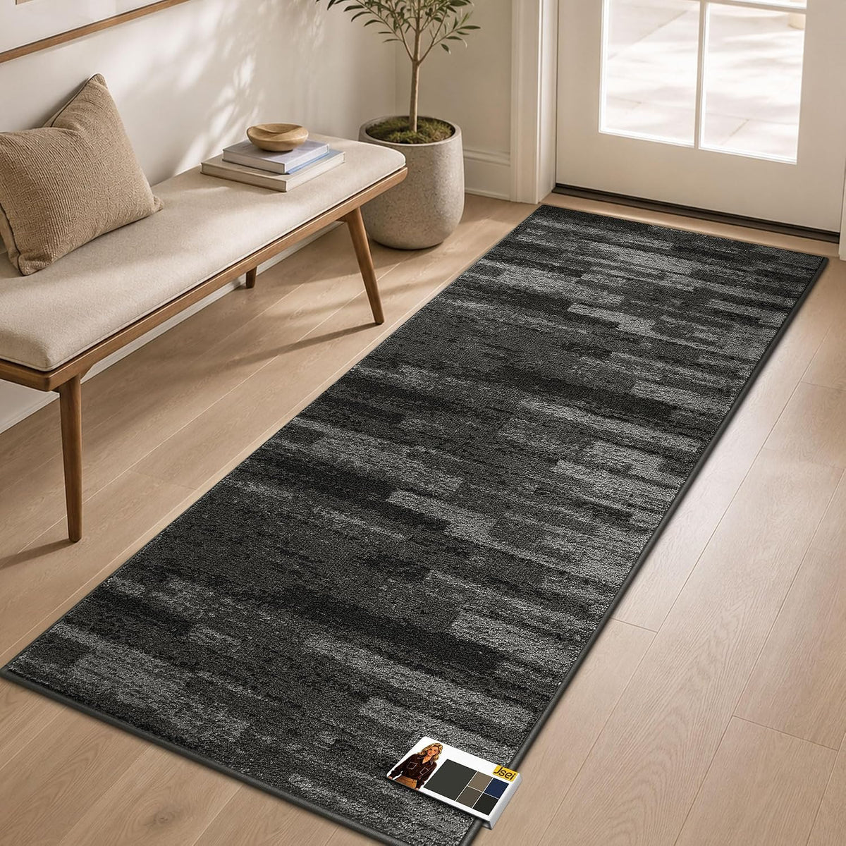 Dirt Trapper Door Mat 24"X60", Non-Slip Doormat, Light Gray